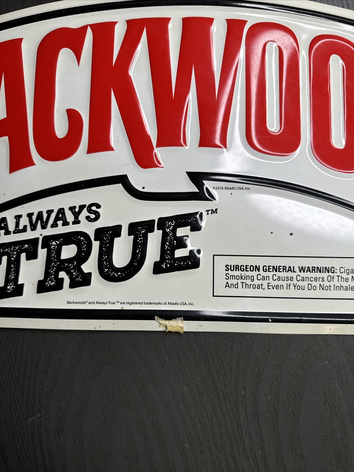 BACKWOODS Window Wall White Red Black Metal Sign Size 17&Prime; x 9&Prime;