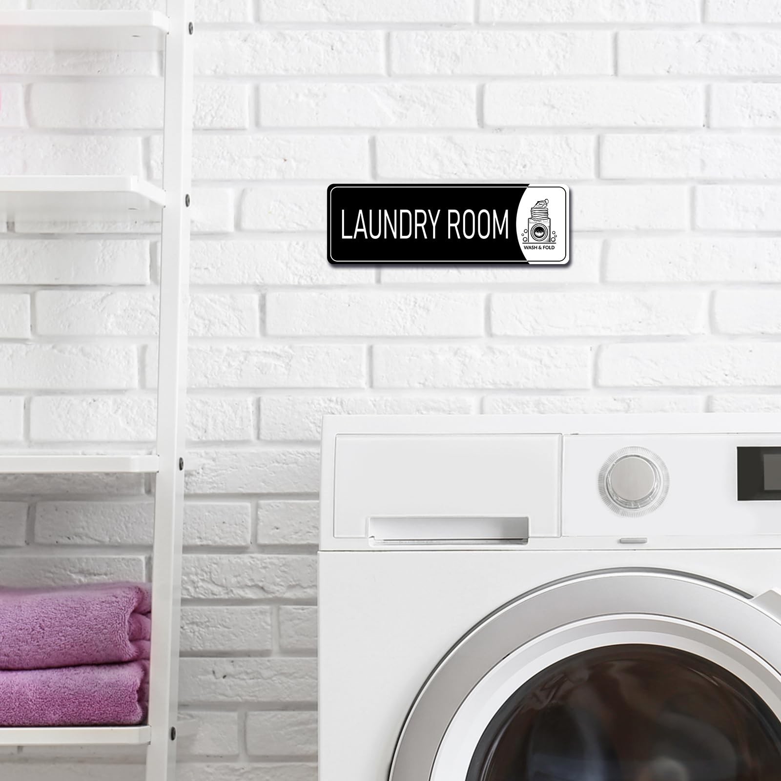 9×3 Inch Laundry Room Sign Acrylic Self-stick Door Wall Signage Black White