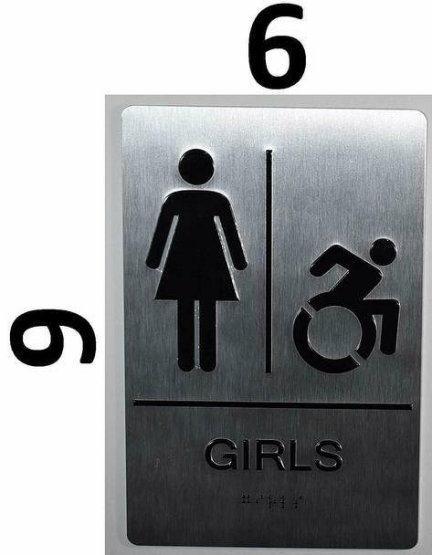 Girls accessible Sign 6×9 Sign -( Silver,6×9)-REF24-1027