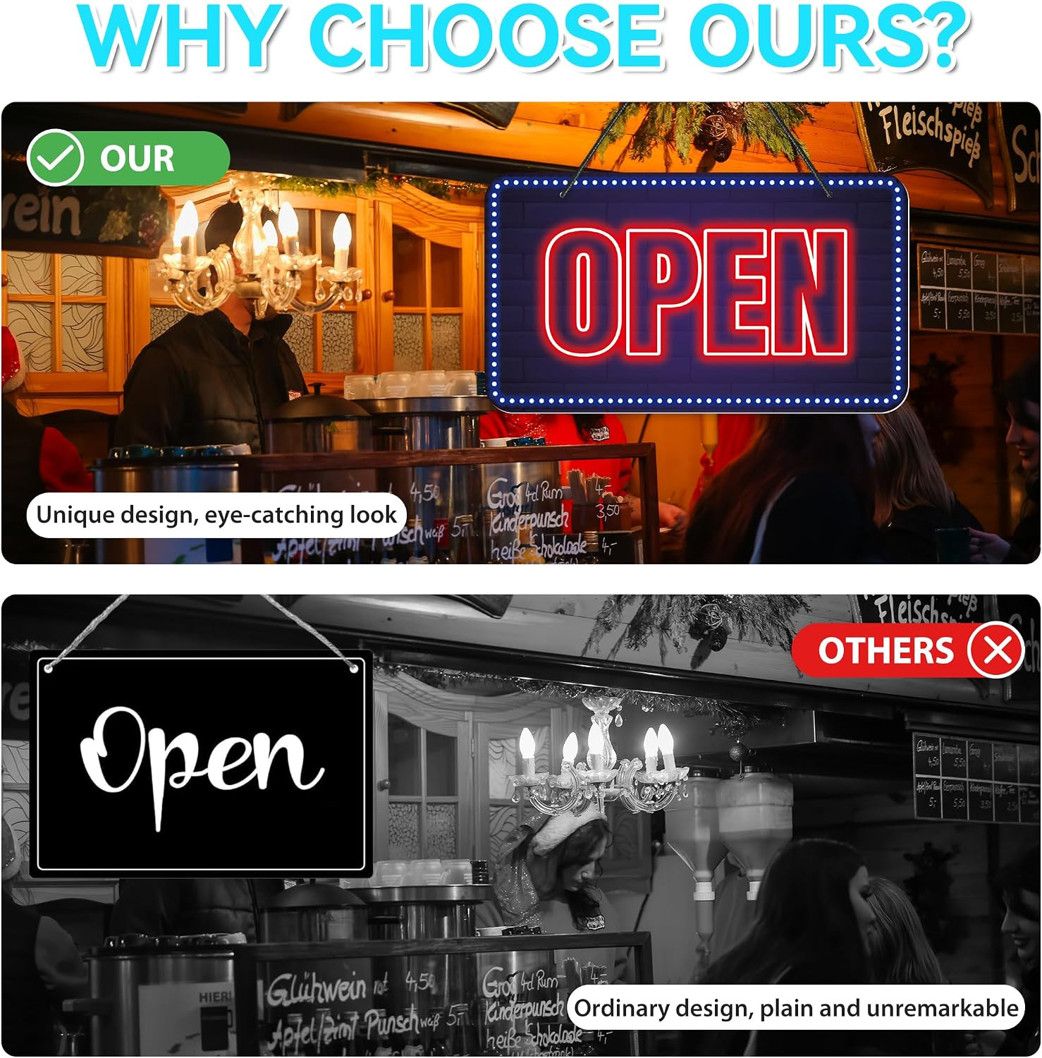 Open Closed Signs for Business, 12×6.7 Waterproof Double Sided We Are Open or Cl