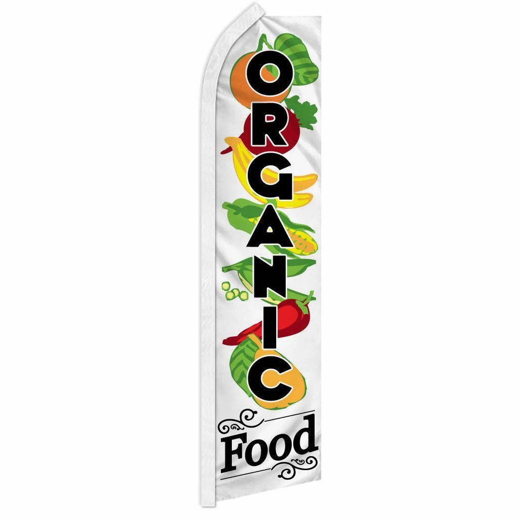 « ORGANIC FOOD » advertising super flag swooper banner business sign produce white