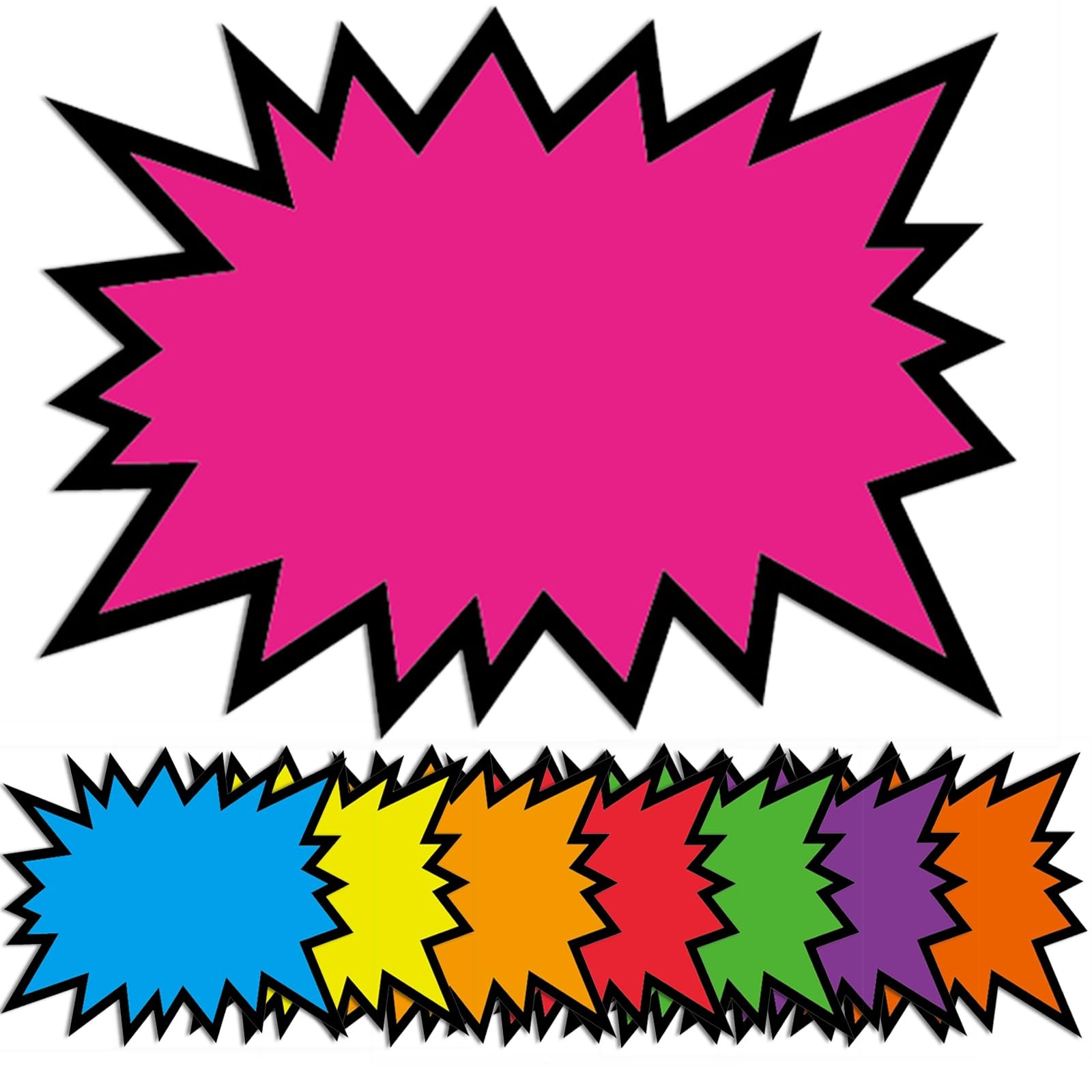 5.5x7Inch 80Pieces Fluorescent Neon Signs,Burst Star cutouts Signs for Retail…