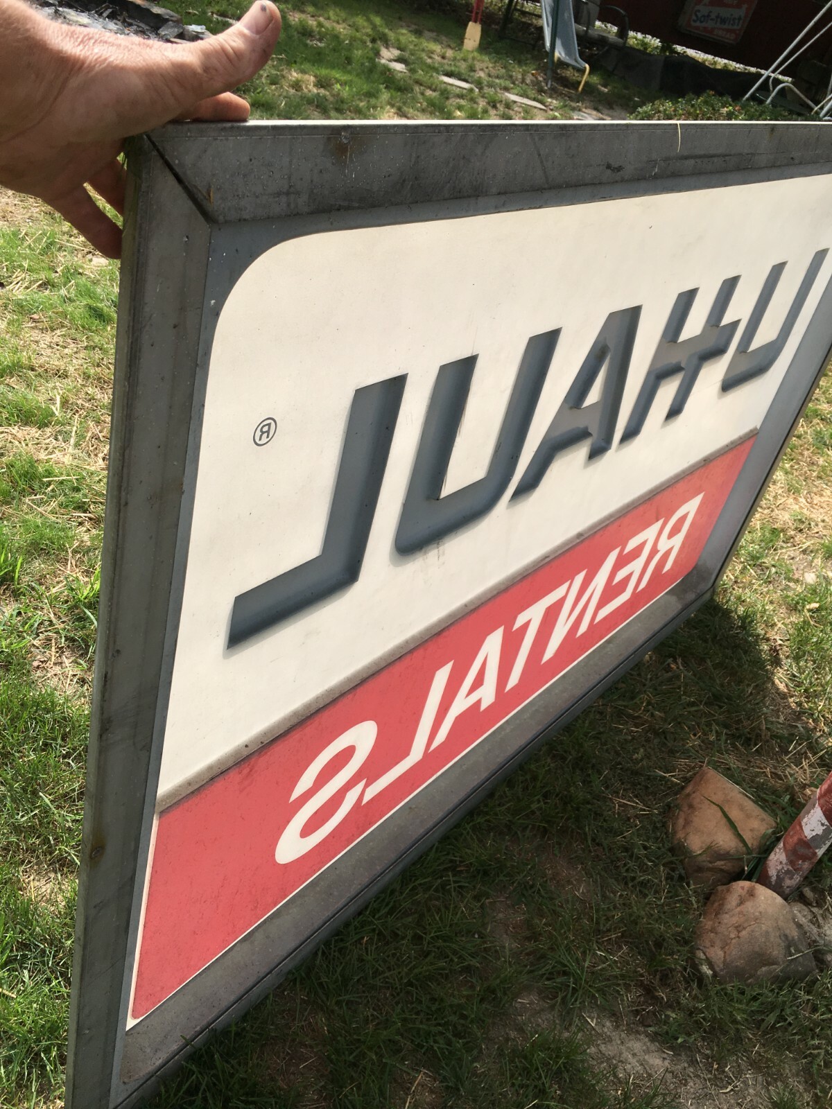 Large U Haul Plastic Sign in Aluminum Frame 73in x 44in