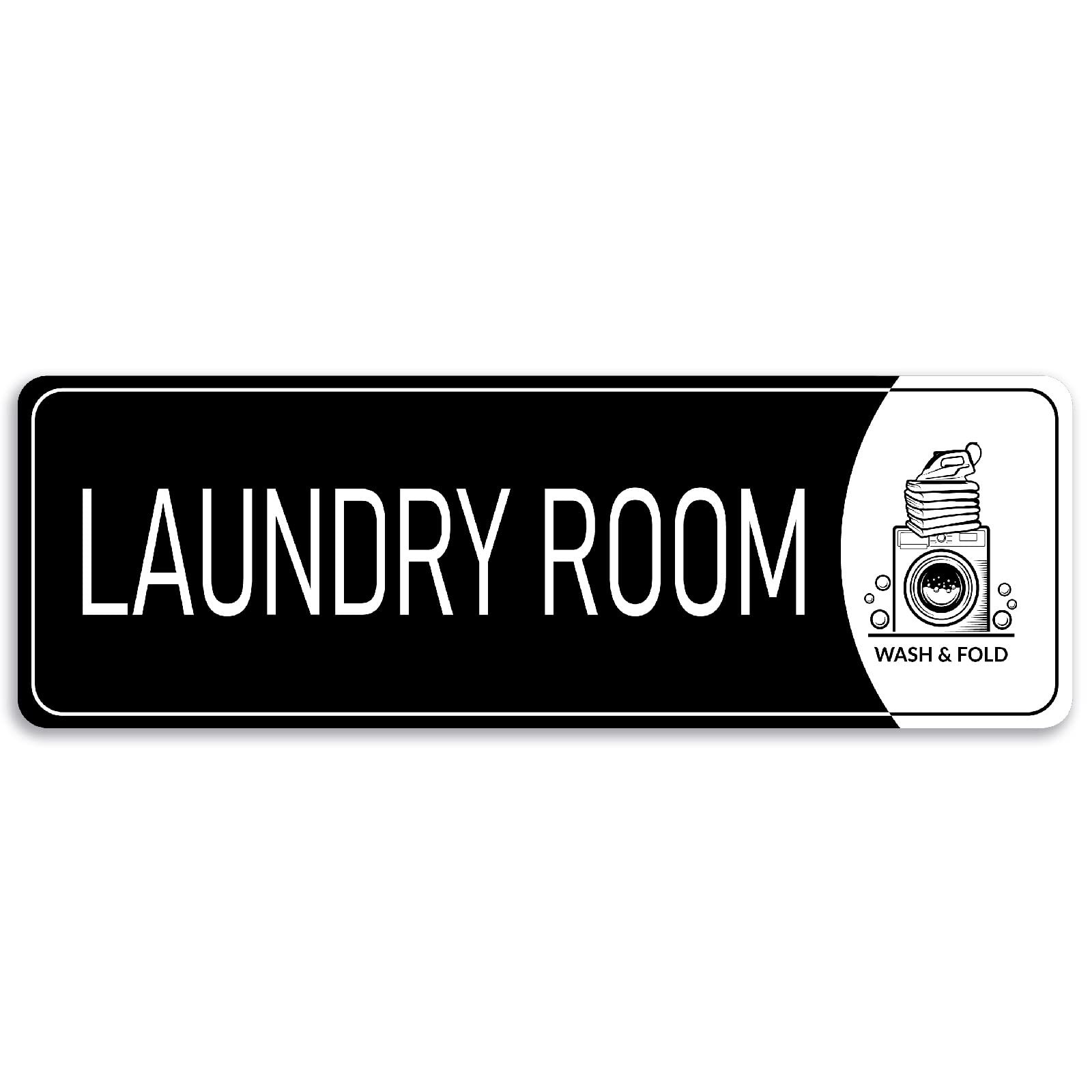 9×3 Inch Laundry Room Sign Acrylic Self-stick Door Wall Signage Black White