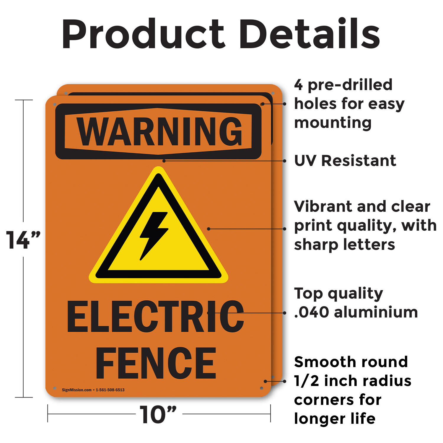 (2 Pack) Electric Fence With Symbol OSHA Warning Sign Decal Metal Plastic