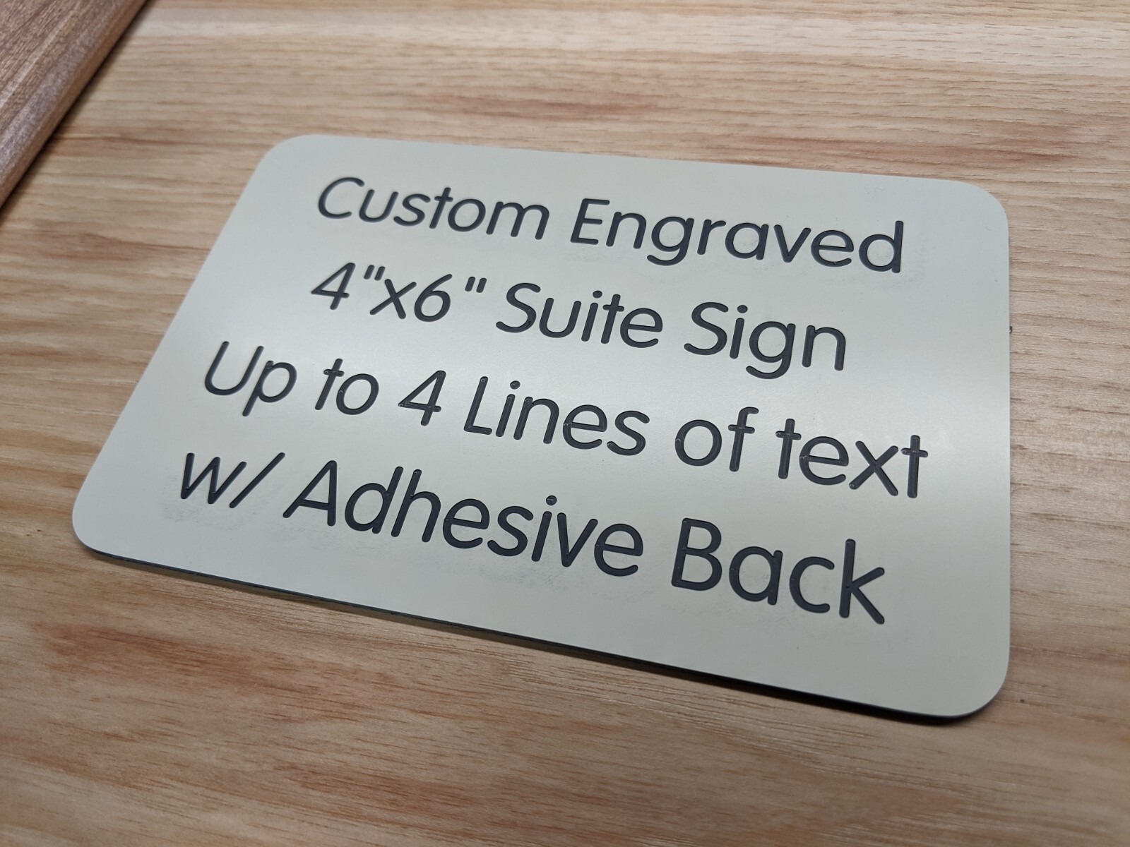Custom Engraved 4×6 Beige Office Wall Sign | Small Business Wall Door Plaque
