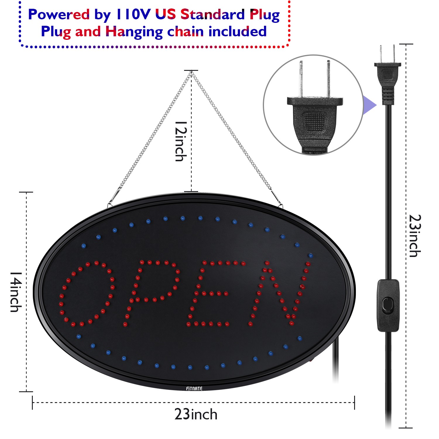 Large 23×14 inch Neon LED Open Light Flash Business Bar Ad Sign Board Store XL
