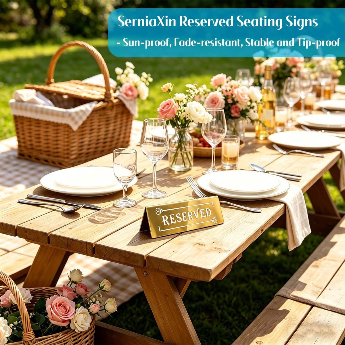 10PCS Acrylic Reserved Table Signs – 6X2X1.6 in Table Tent – Double-Sided, Water