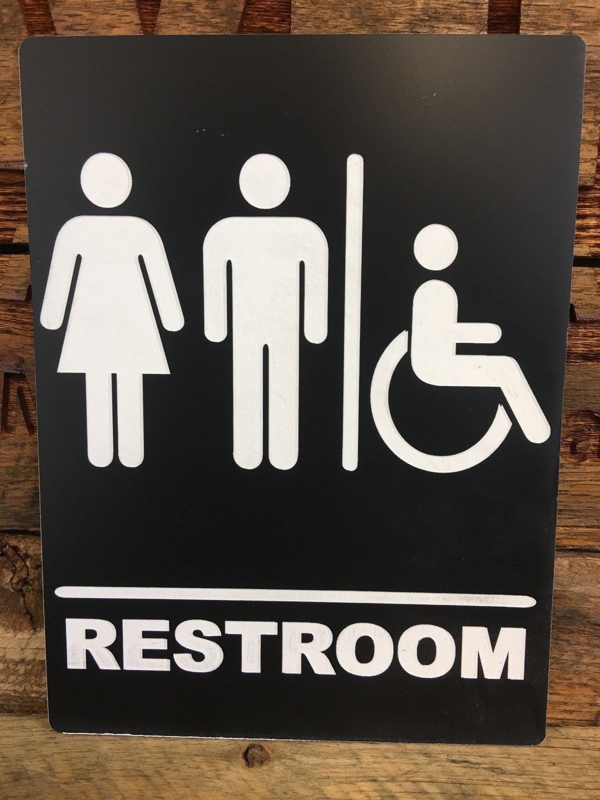 Handicap All Genders Restroom Sign, Black/White, 6&Prime;x8&Prime;