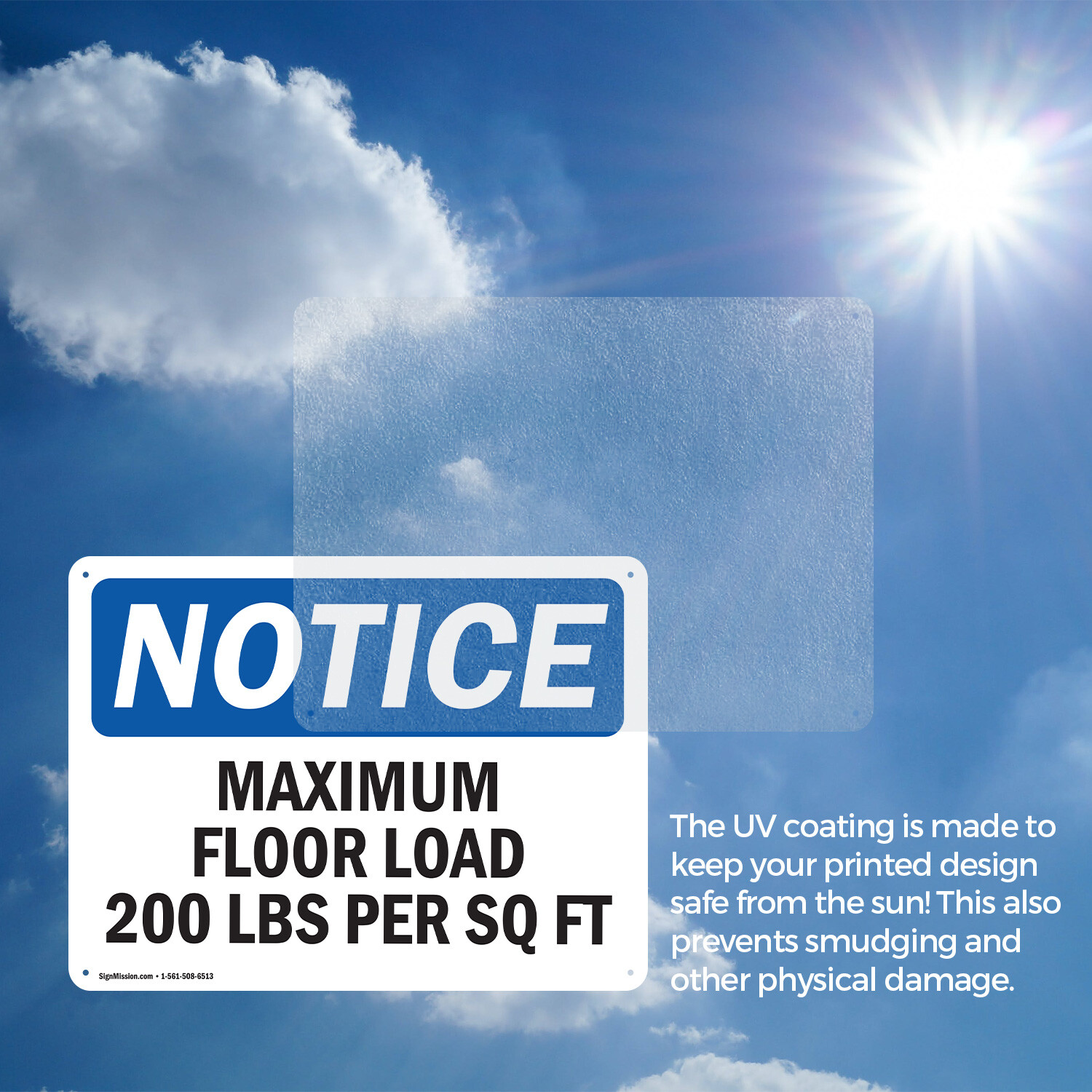 (2 Pack) Maximum Floor Loading 200 Lbs Per Sq Ft OSHA Notice Sign Decal Metal