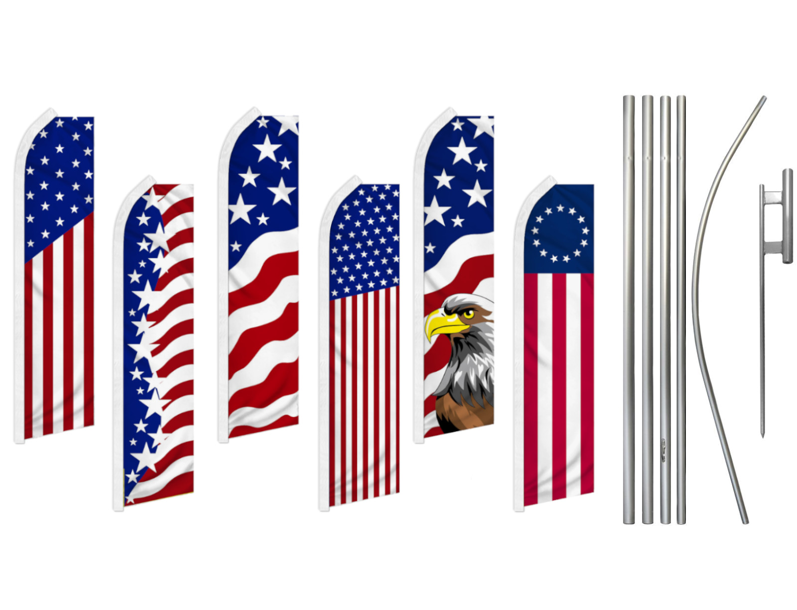 Large USA Advertising Swooper Flutter Feather Flag Kit New Glory Betsy Ross