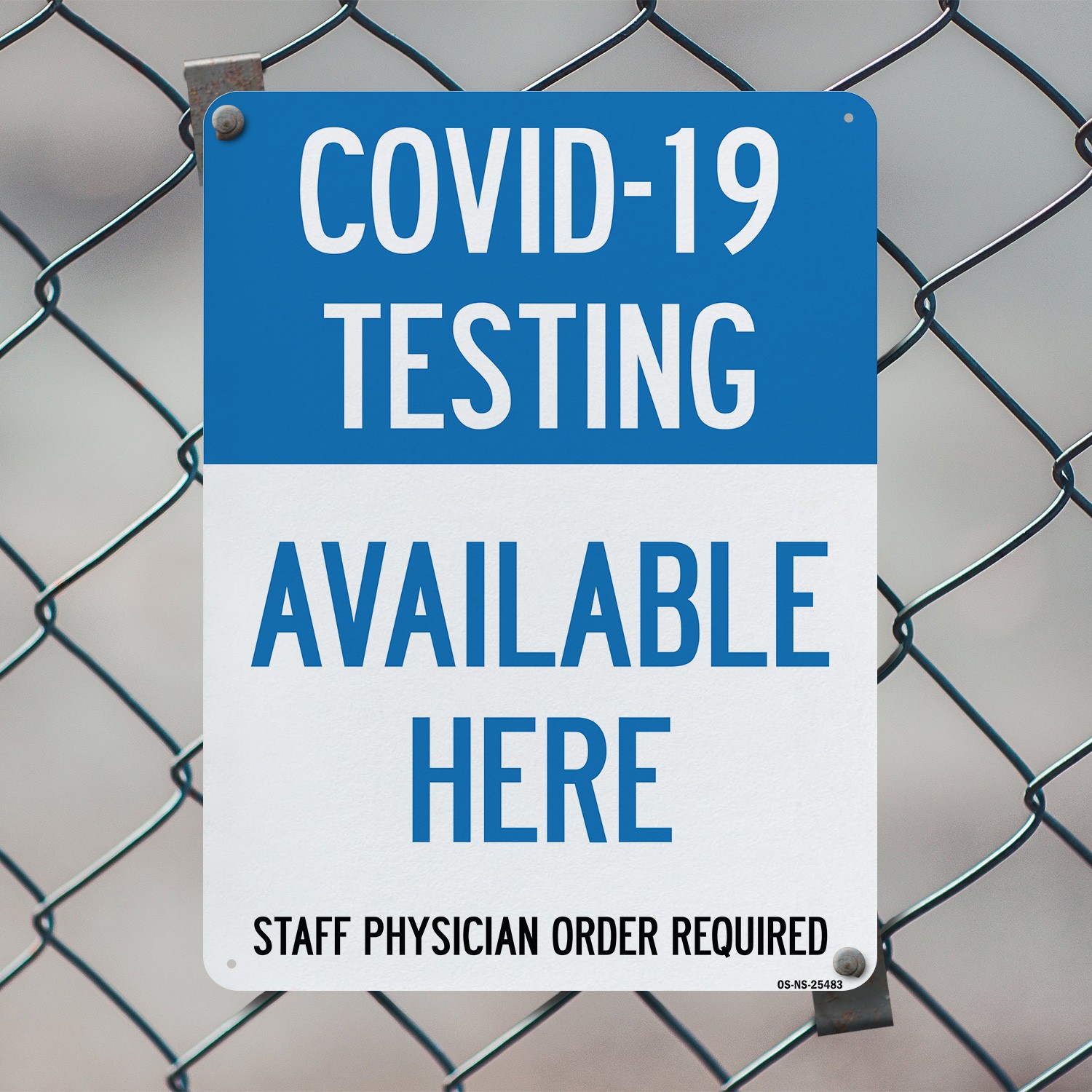 COVID-19 Testing Available Here Public Safety Sign Metal, Decal – 5 or 10 Pack