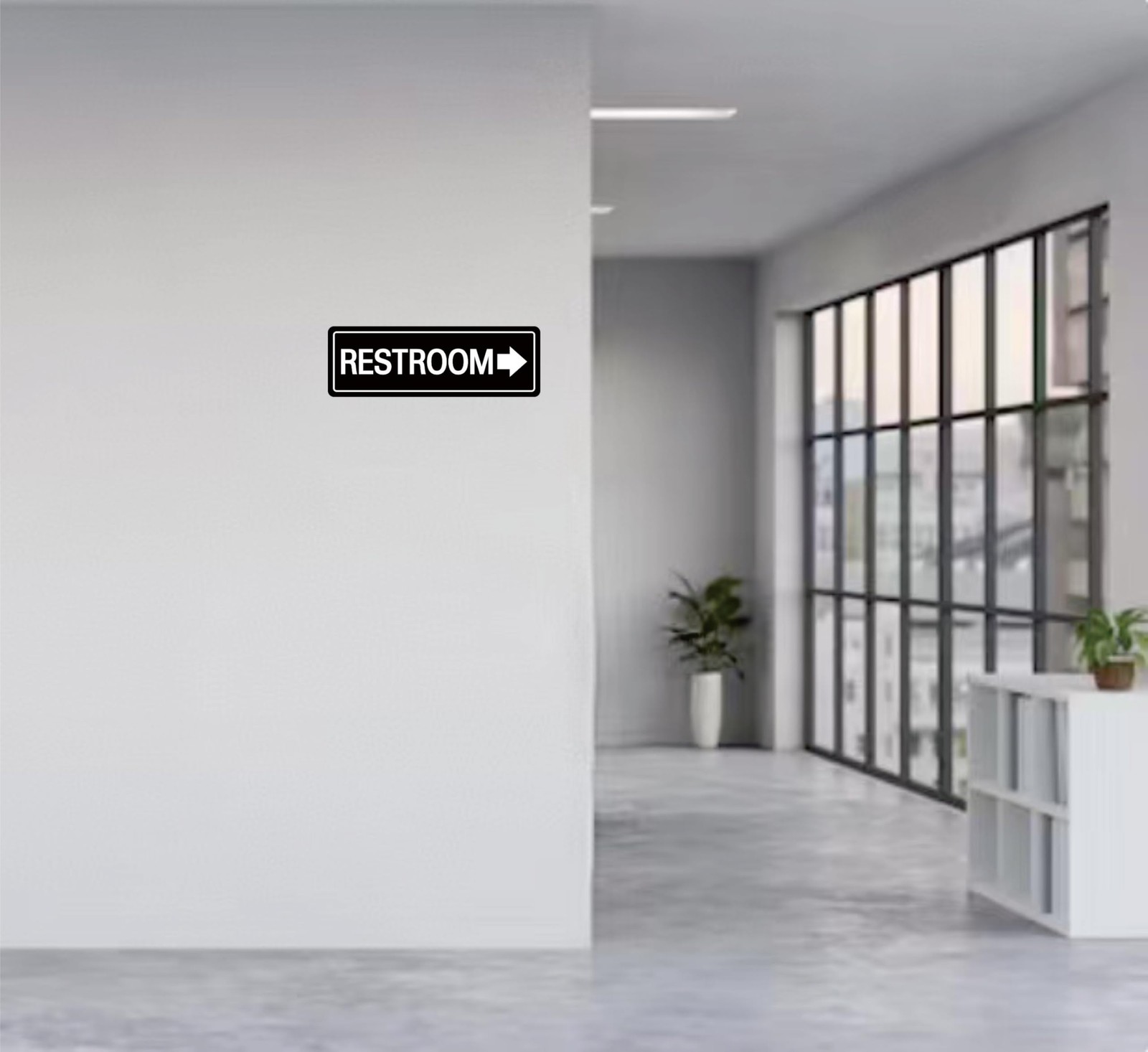 Restroom Sign with Arrow – Commercial Restroom Sign with Right Arrow, Made of…