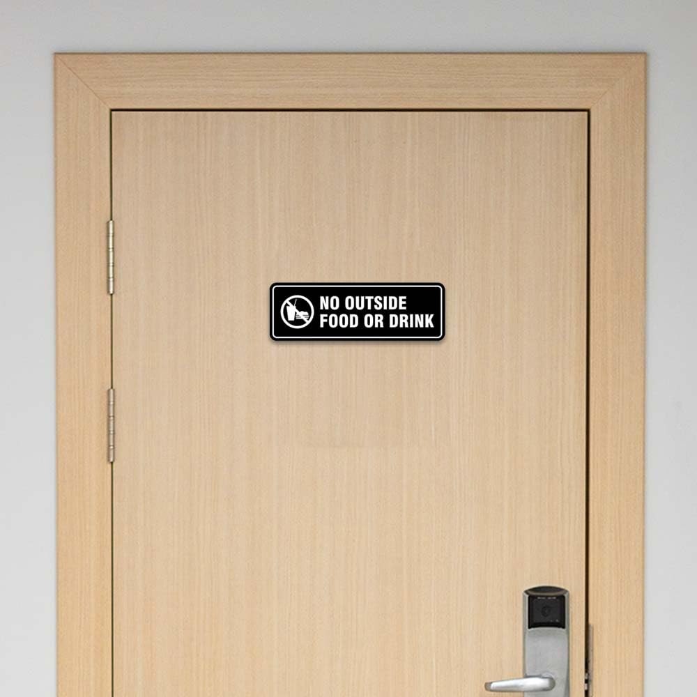 Standard No Outside Food Or Drink Door/Wall Sign – Black – Medium 2-3/4&Prime; X 7&Prime;