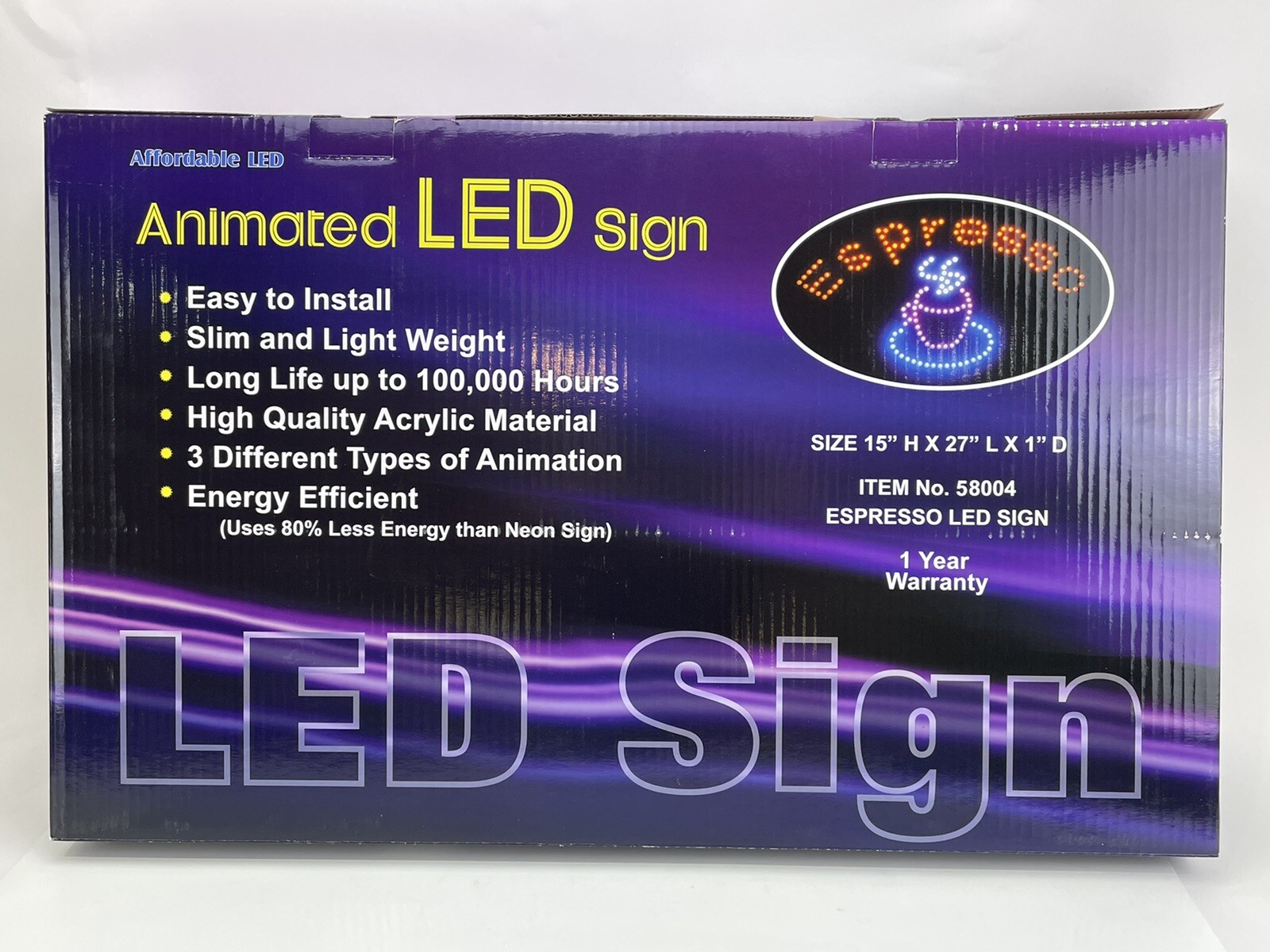 Animated Motion LED Expresso Business Sign On Off Swith Light Neon Display NEW