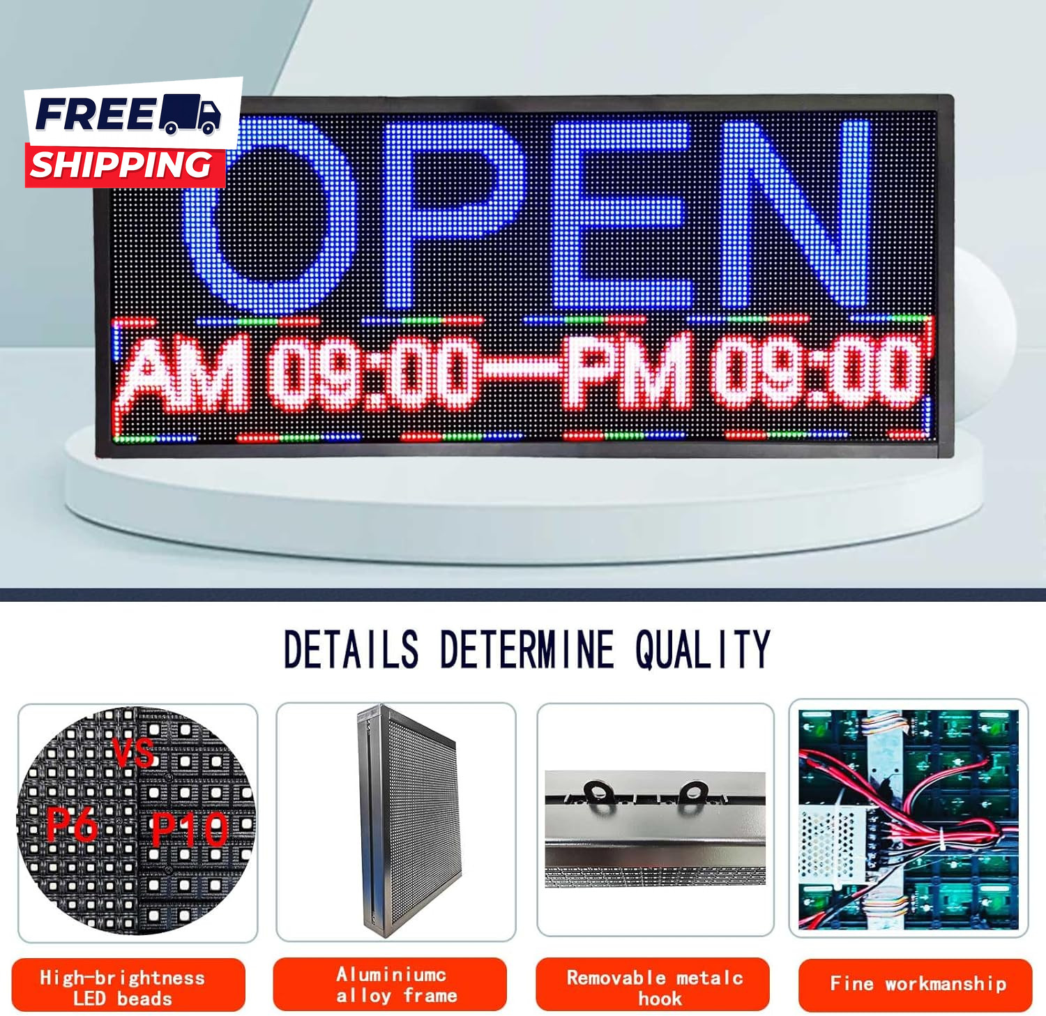 HS Led Sign Scrolling Programmable Outdoor Digital Open Neon Signs Display Scree