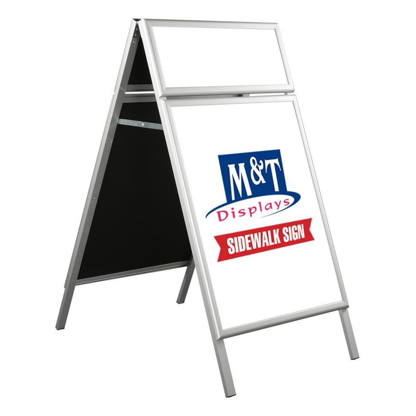 Double Sided Aluminum A-Frame Dry Erase Sidewalk Sign 22×28 Silver Frame, Header