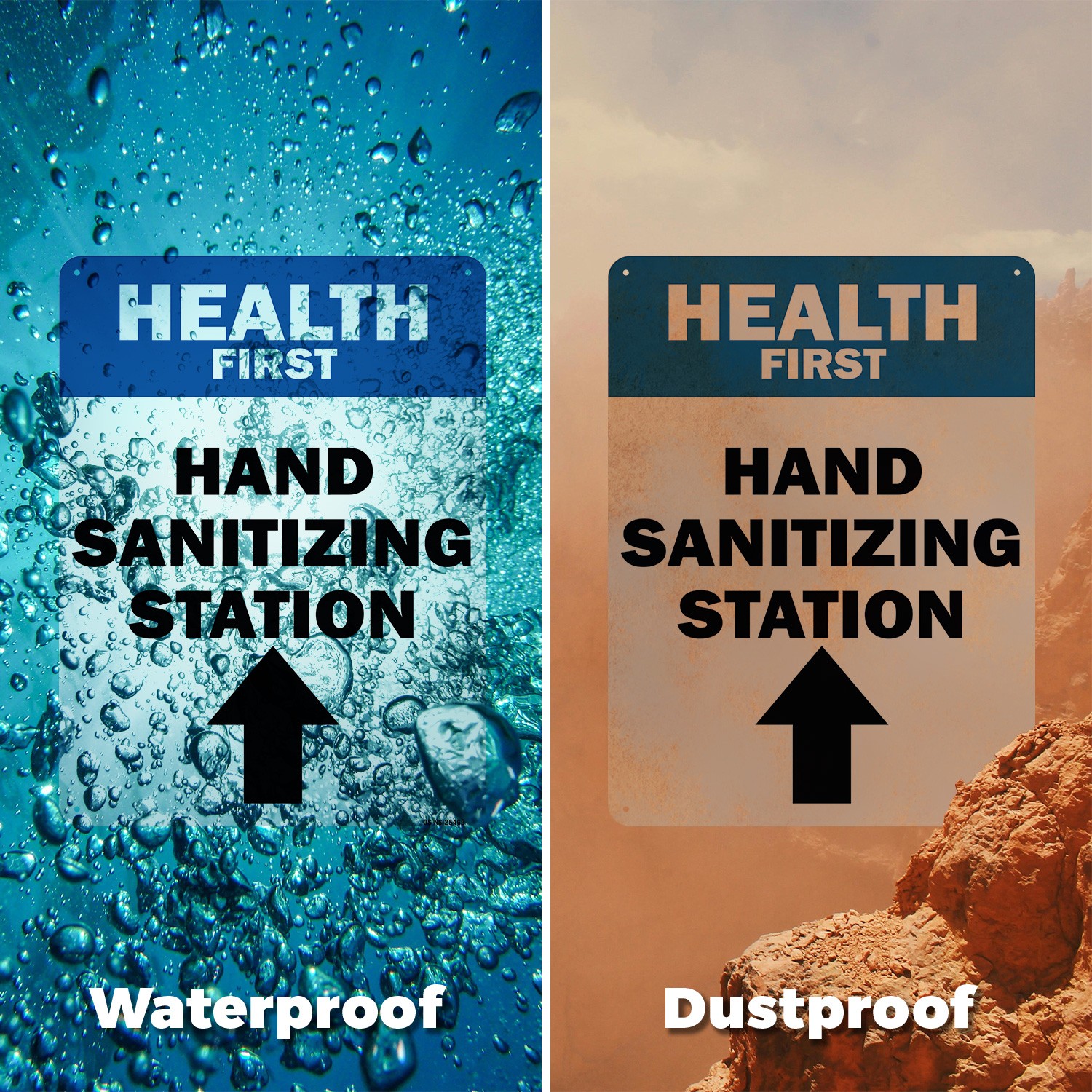 Health First Hand Sanitizing Station Public Safety Sign Or Decal – 5 or 10 Pack