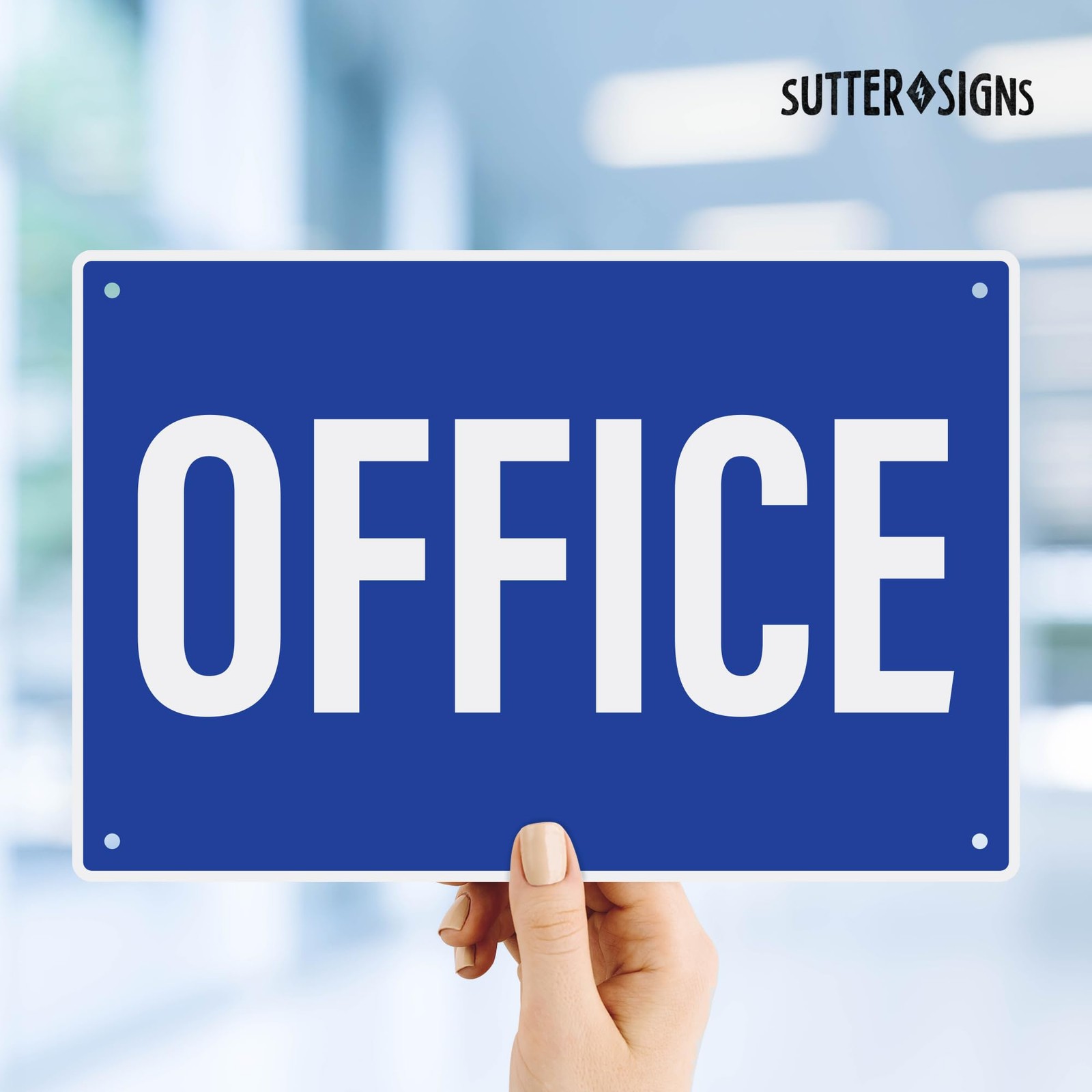 Office Sign Rust-free Aluminum 12×8 Inch Mounting Holes Business Wall Decor