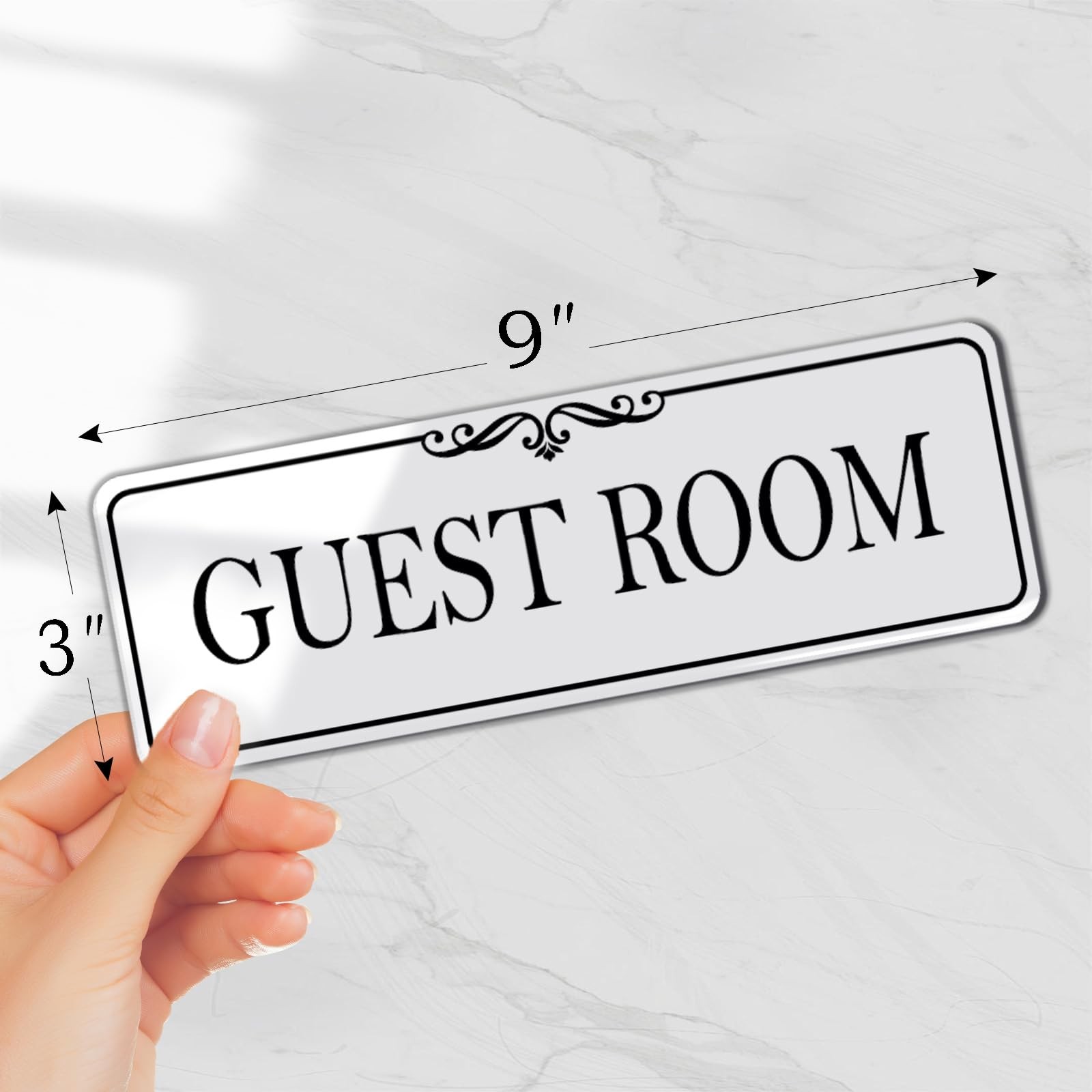 9×3 Inch Guest Room Sign White Acrylic SelfStick Door Wall Signage Decor