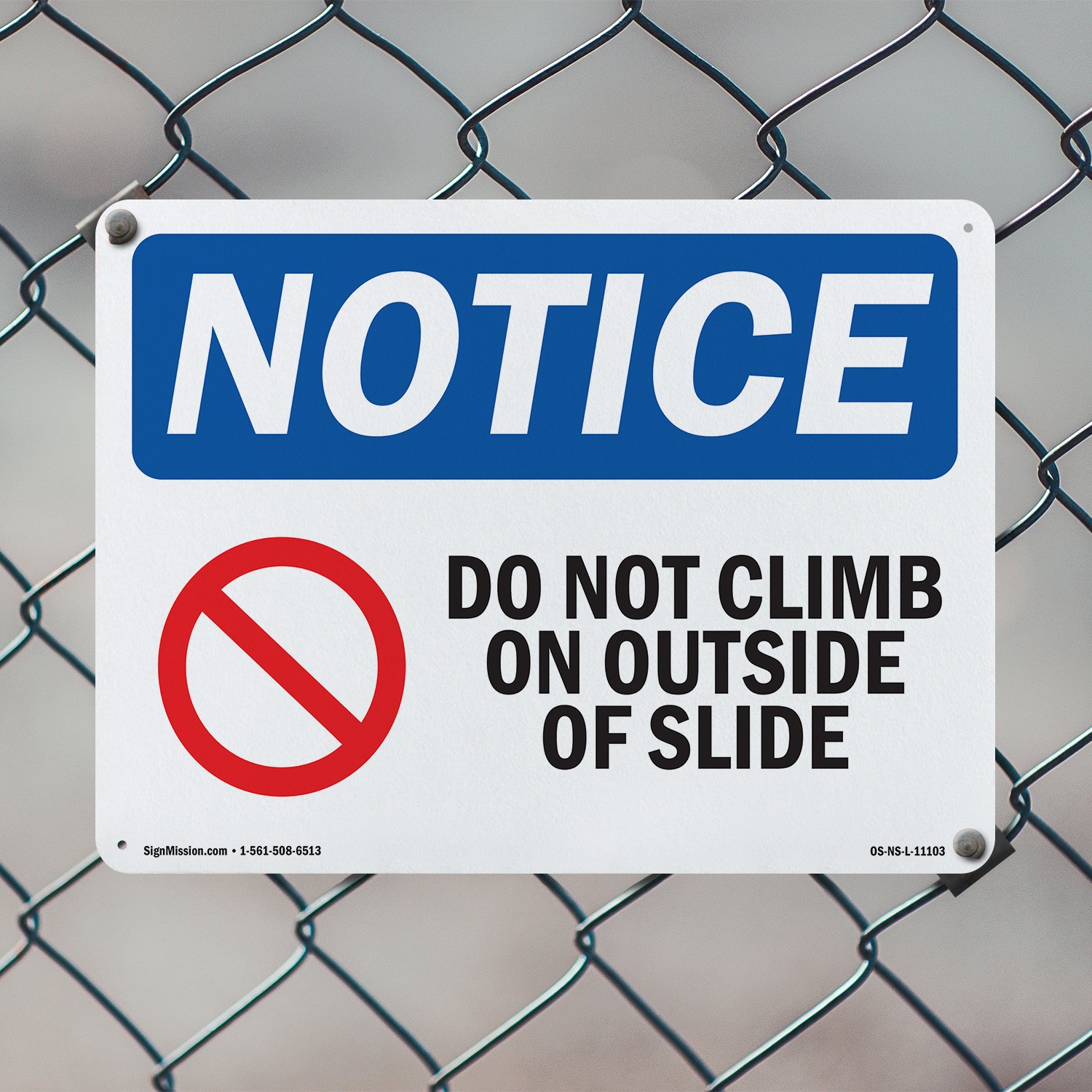 Do Not Climb On Outside Of Slide OSHA Notice Sign Metal, Decal – 5 or 10 Pack