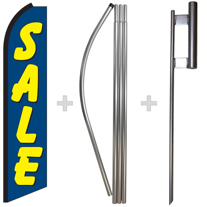 Sale Blue/Yellow 15&prime; Tall Swooper Flag & Pole Kit Feather Super Bow Banner