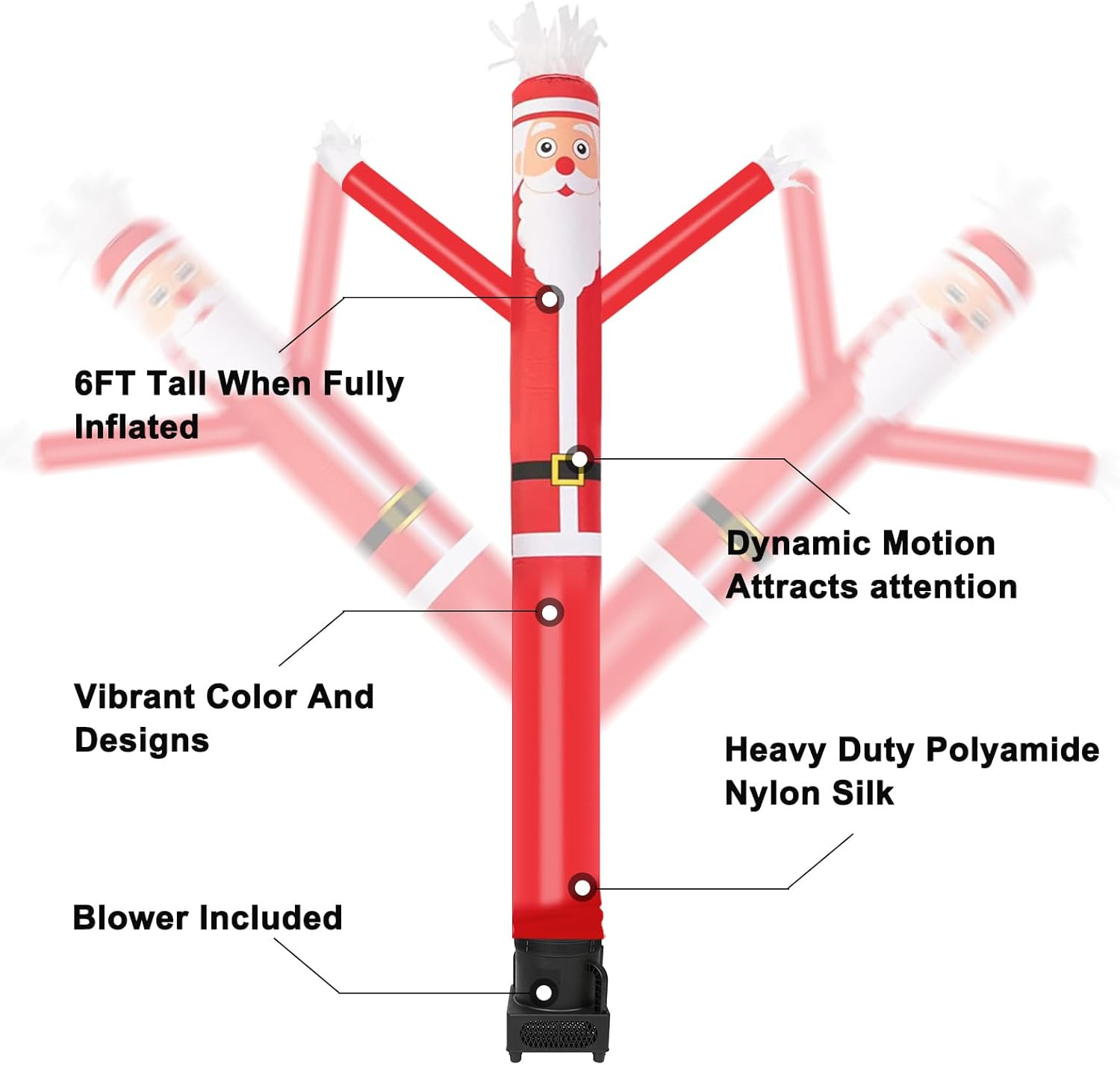 6FT Fly Puppet Dancer with 1/3Hp Blower Complete Set (Santa)