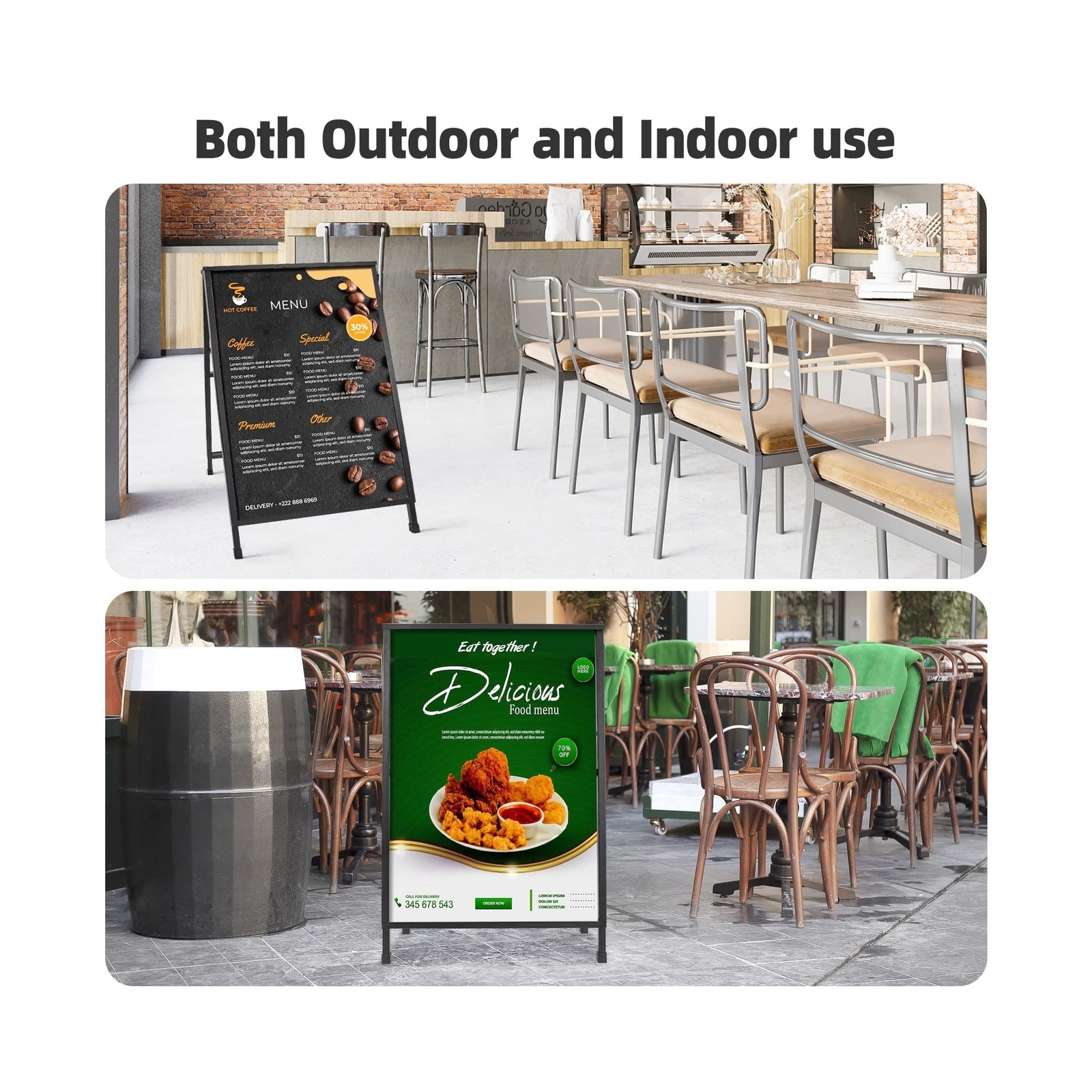 2 Pack Heavy Duty A-Frame Sidewalk Sign 24 x 36 Inch, Portable Double-Sided S…