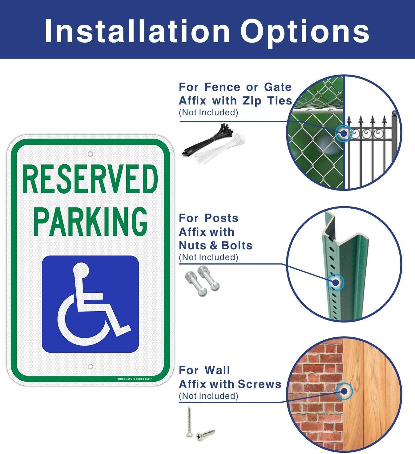 Engineer Grade Reflective Reserved Parking Sign – 18 x 12 Inches, Rustproof