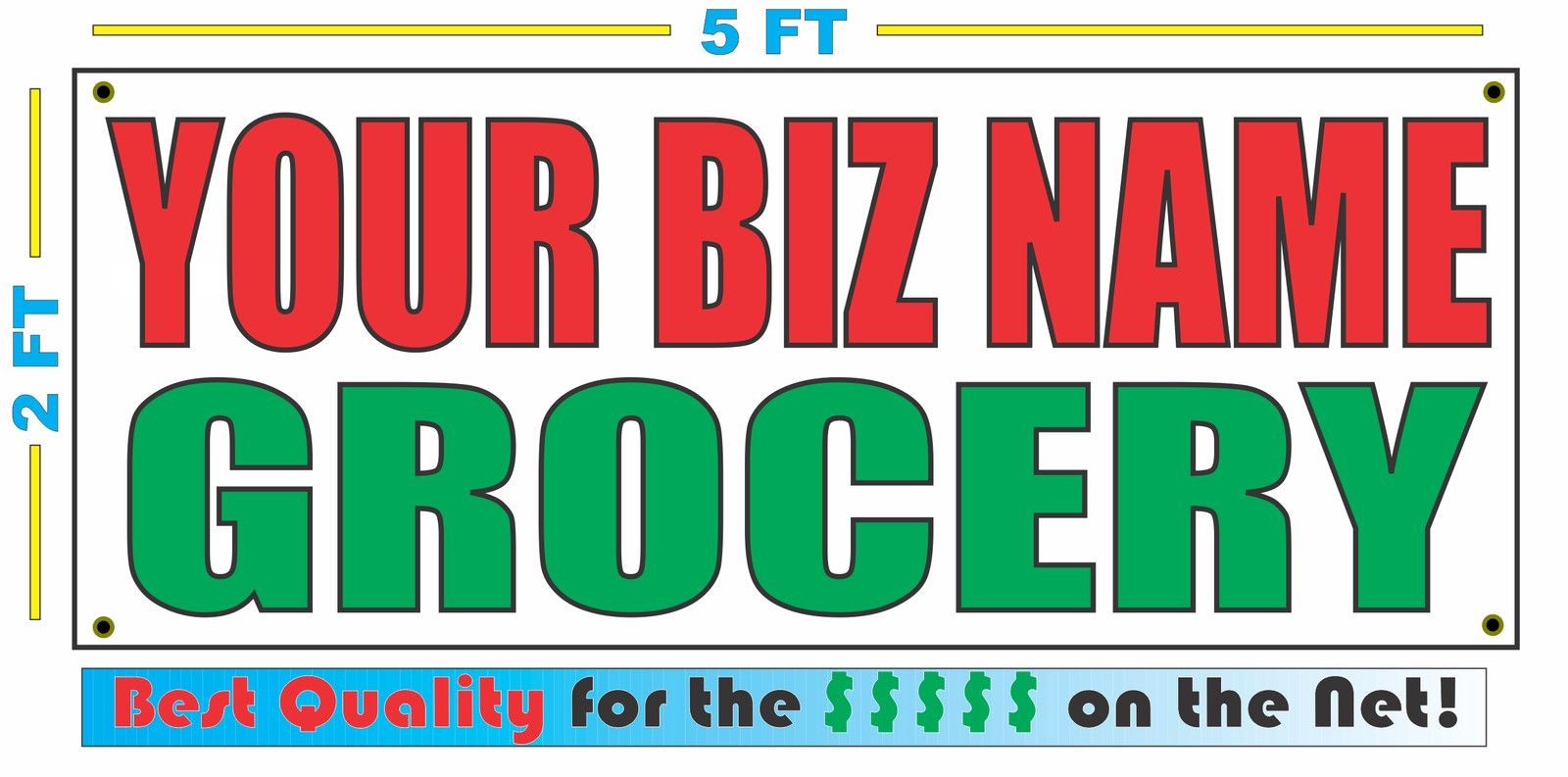 CUSTOM NAME GROCERY Banner Sign NEW Larger Size