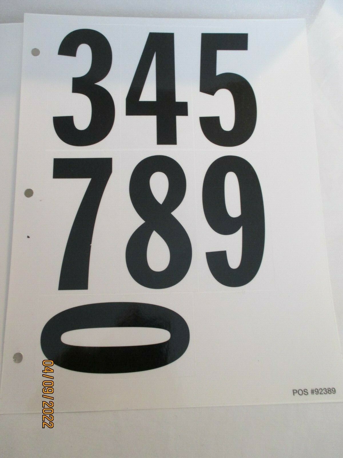 Vinyl 4&Prime; Black Numbers 4&Prime; 0 thru 9 Twelve TOTAL Sheets 84 Total Numbers