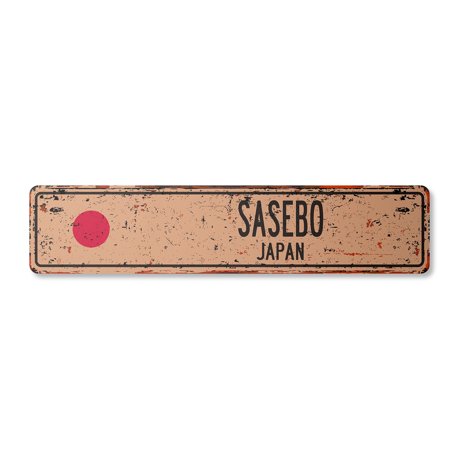 SASEBO JAPAN Vintage Street Sign Japanese flag city country road wall rustic