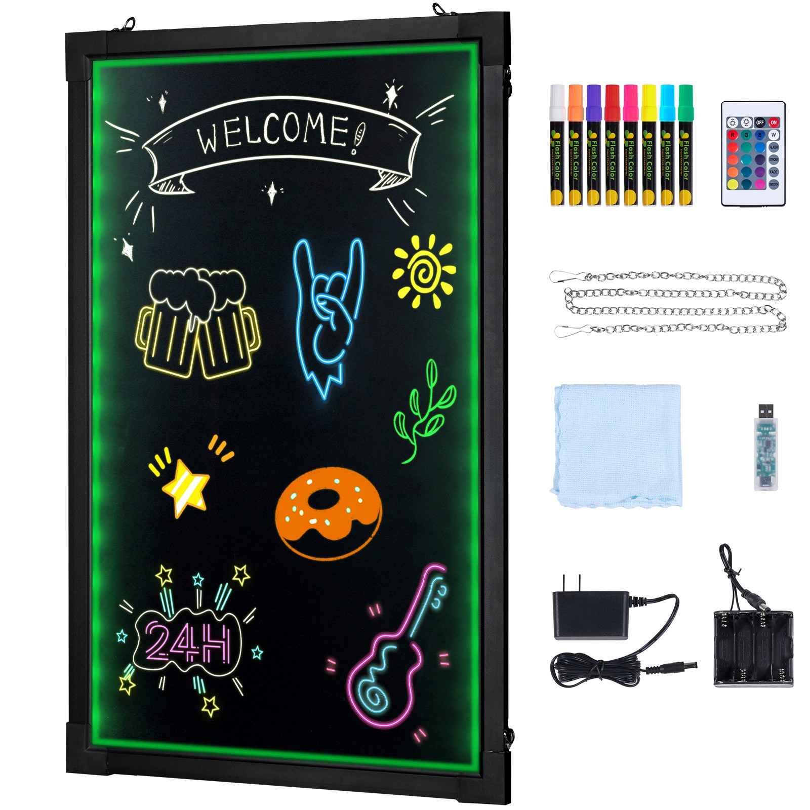 Uimoso LED Message Board 16&Prime;x12&Prime; Illuminated Erasable Chalkboard