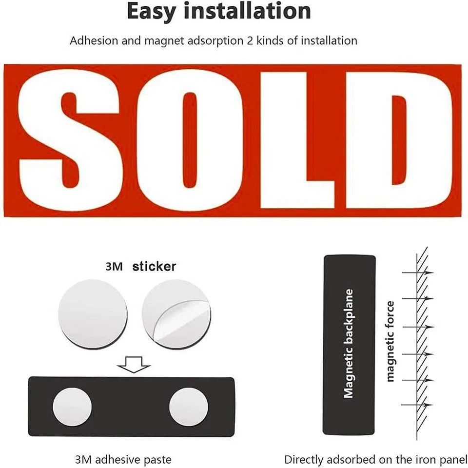 Sold Sign for Estate Rider,Reusable Magnetic and Adhesive Sticker Option,Sign fo