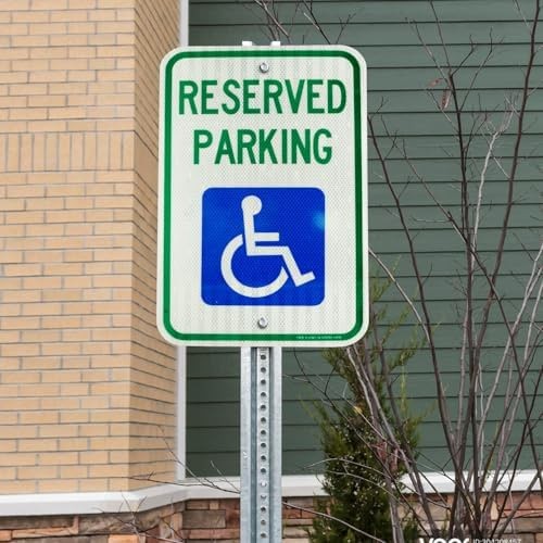 (2 Pack) Handicap Parking Sign, Reserved Parking Sign, Large 18&Prime; x 12&Prime; Engine…