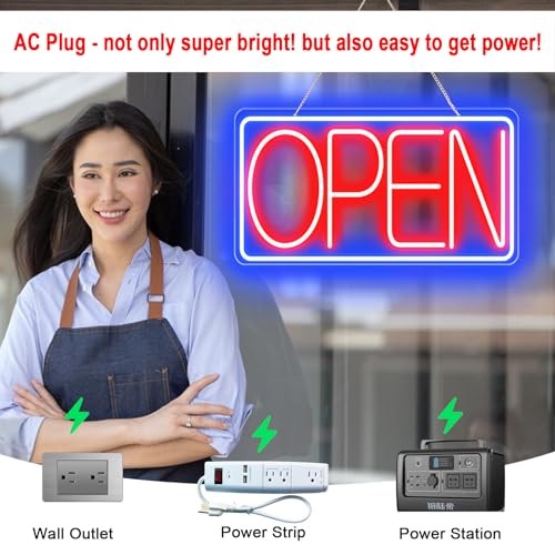 16.5&Prime; X 9&Prime; LED Neon Open Signs for Business -12V/2A Ultra Bright Sign Restaurant
