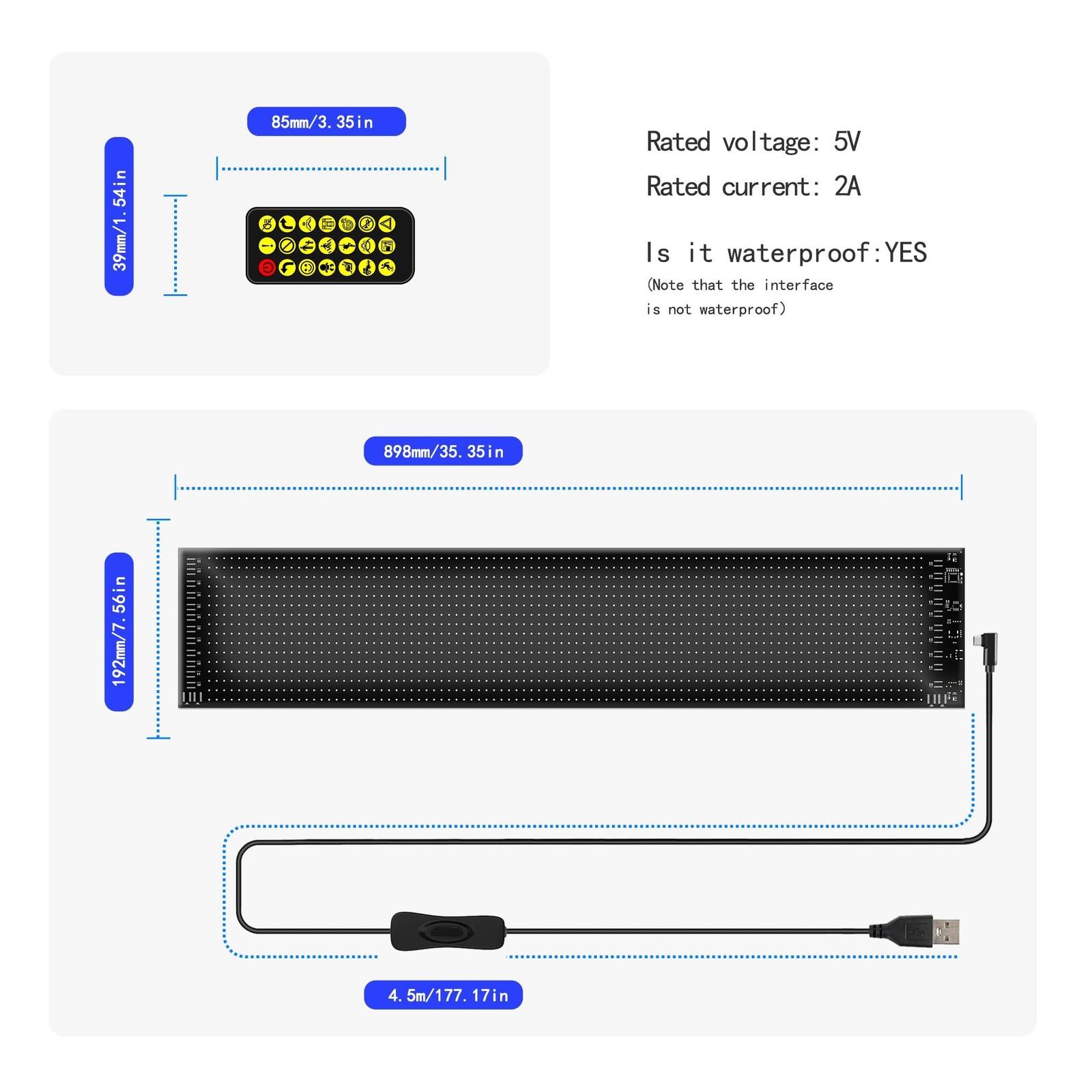 Devil Eyes Light for Car & Truck Windshield | 35.3×7.5in Programmable Flex, A…