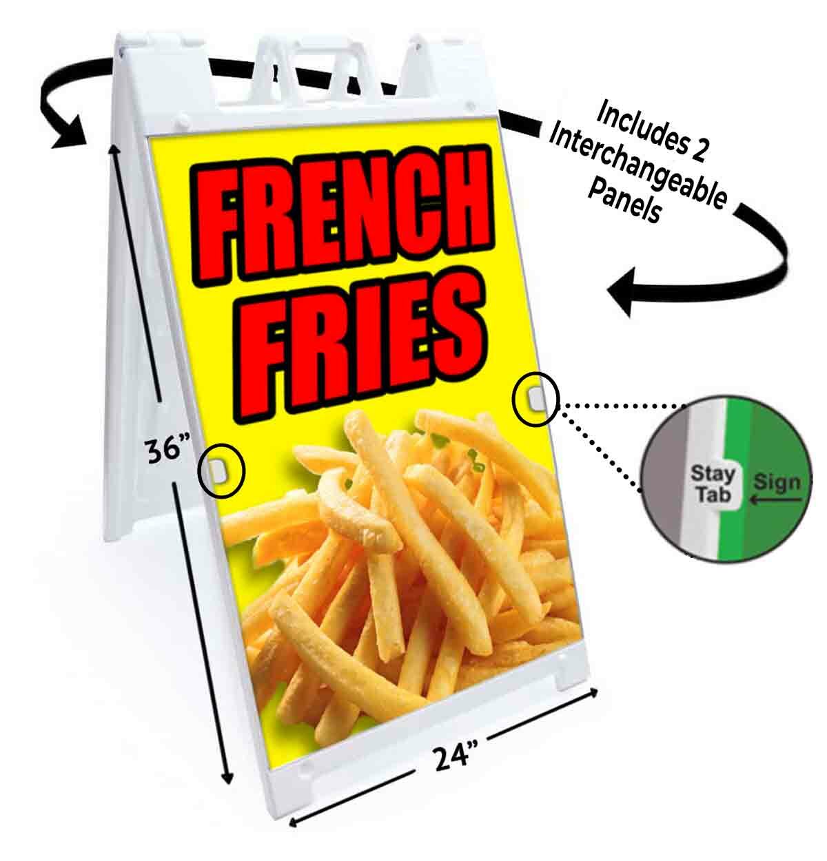 FRENCH FRIES Signicade 24×36 AFrame Plastic Sidewalk Sign CARNIVAL FAIR FOOD
