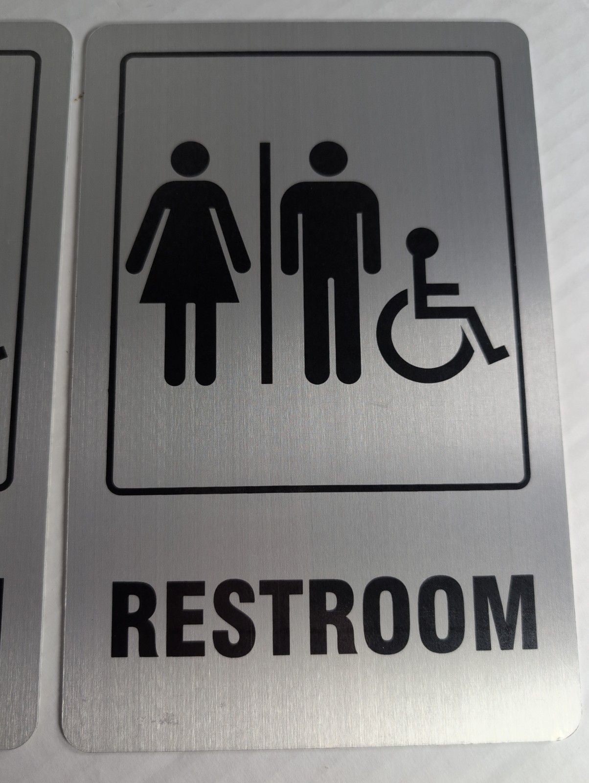 Restroom Sign Business Aluminum ADA Compliant Unisex Bathroom Self Adhesive (2)