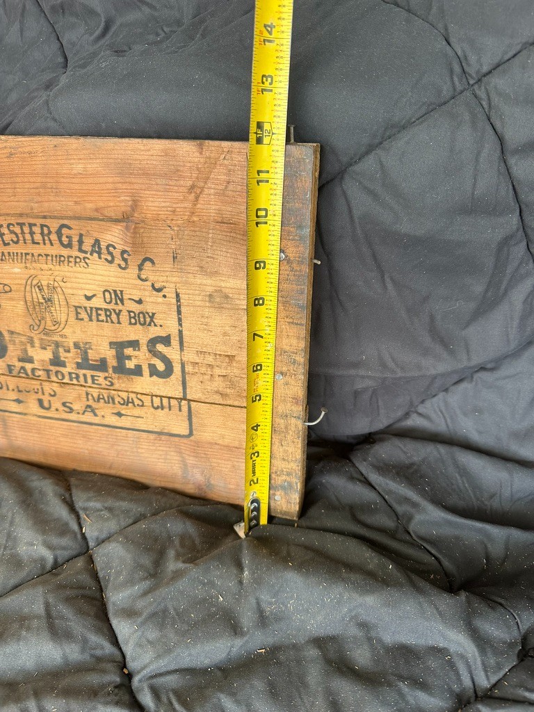 Antique Obear-Nester Glass Co Bottles Wood Panel Sign Off Crate St Louis KC