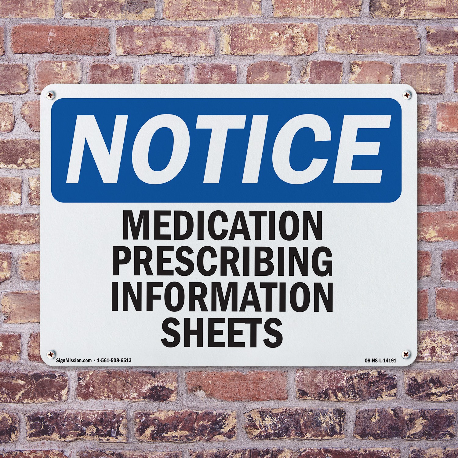 Medication Prescribing Information Sheets OSHA Notice Sign, Decal 5 or 10 Pack