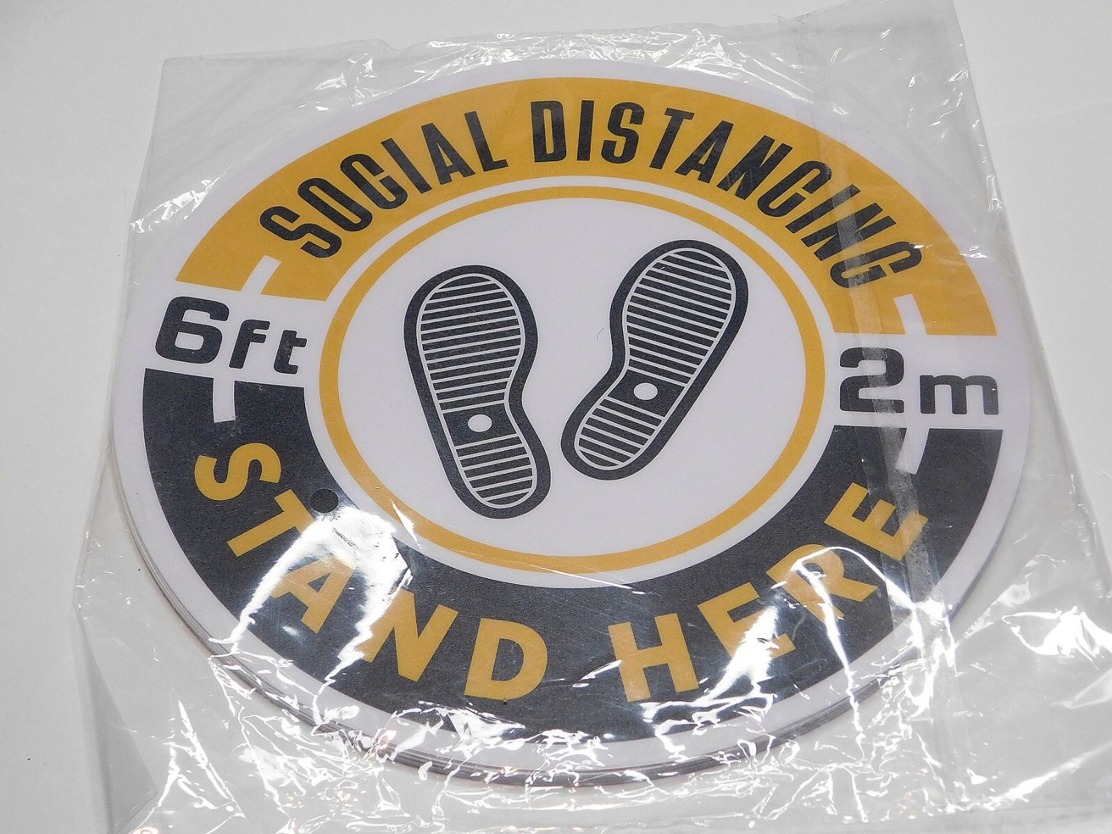 Social Distancing Floor Decals – 8&Prime; Round – Pack of 12 – Six Feet Apart Floor