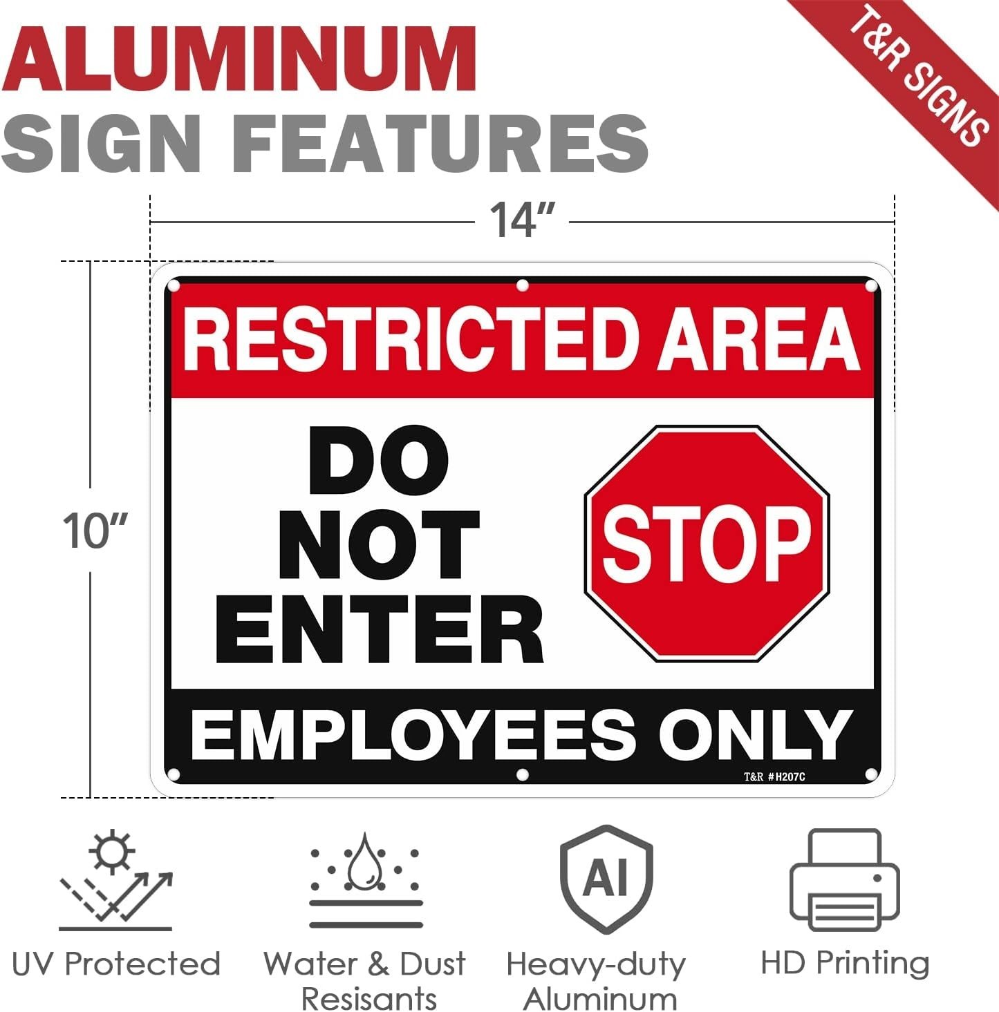 Large Restricted Area Do Not Enter Employees Only Sign – 1 Pack – 14 x 10 Inc…
