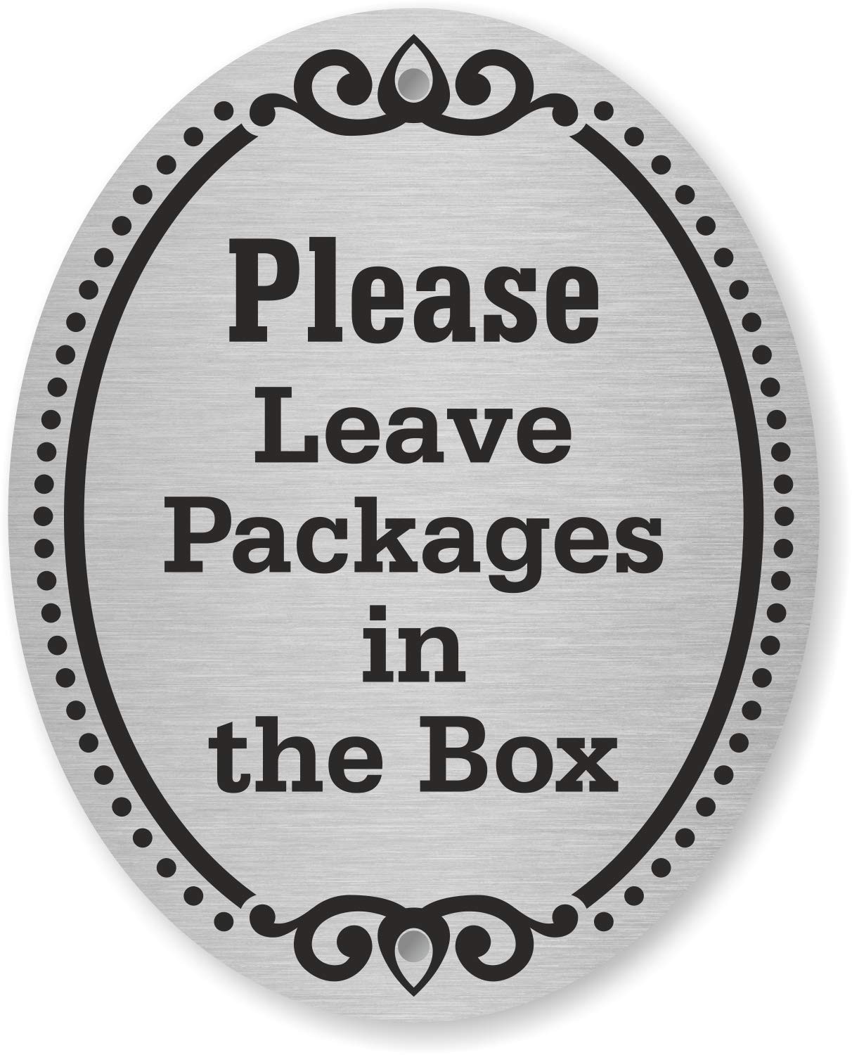 “Please Leave Packages in the Box” Diamond Plate Door Sign | 4&Prime; x 5&Prime; Aluminum