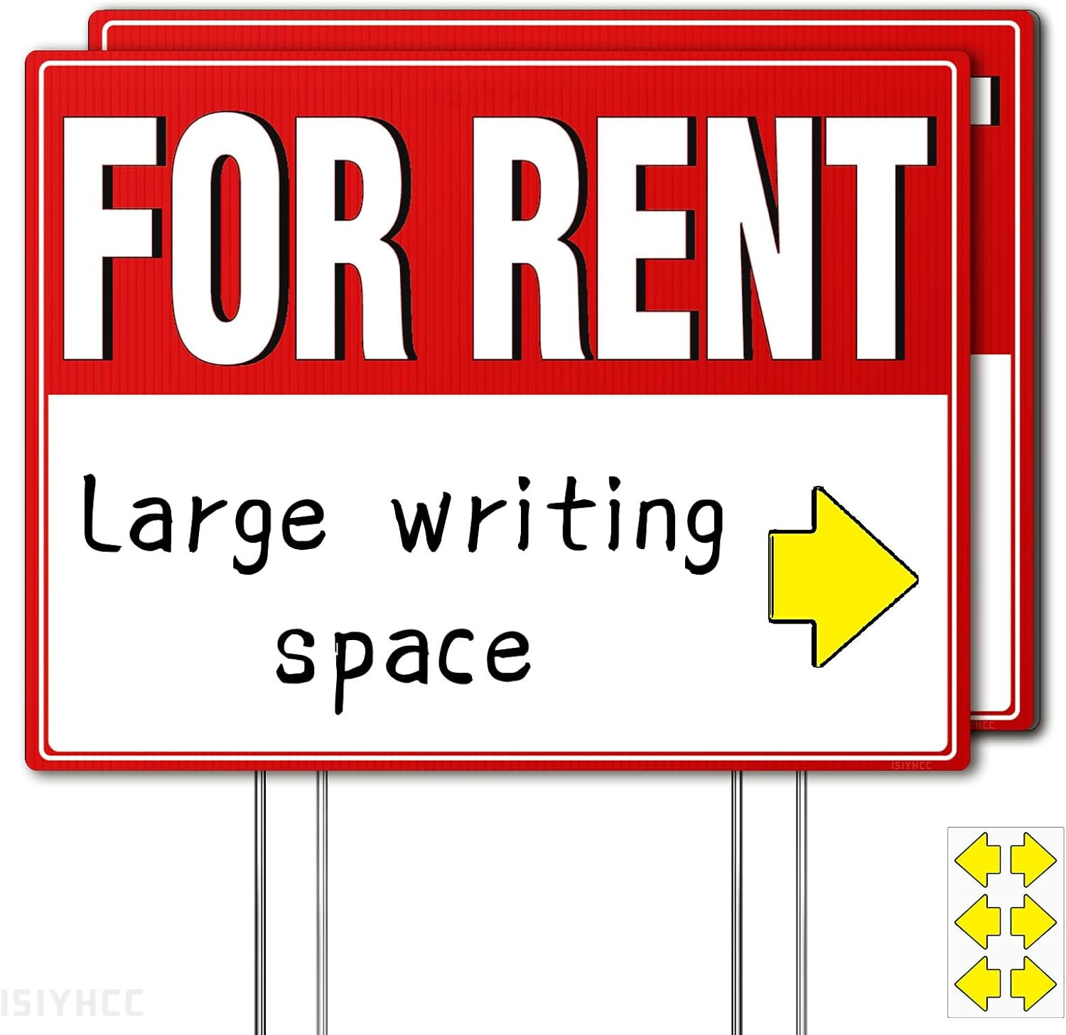 2 Pack For Rent Sign with Stakes, 17×13&Prime; Double-Sided Yard Sign – Extra Large Wr