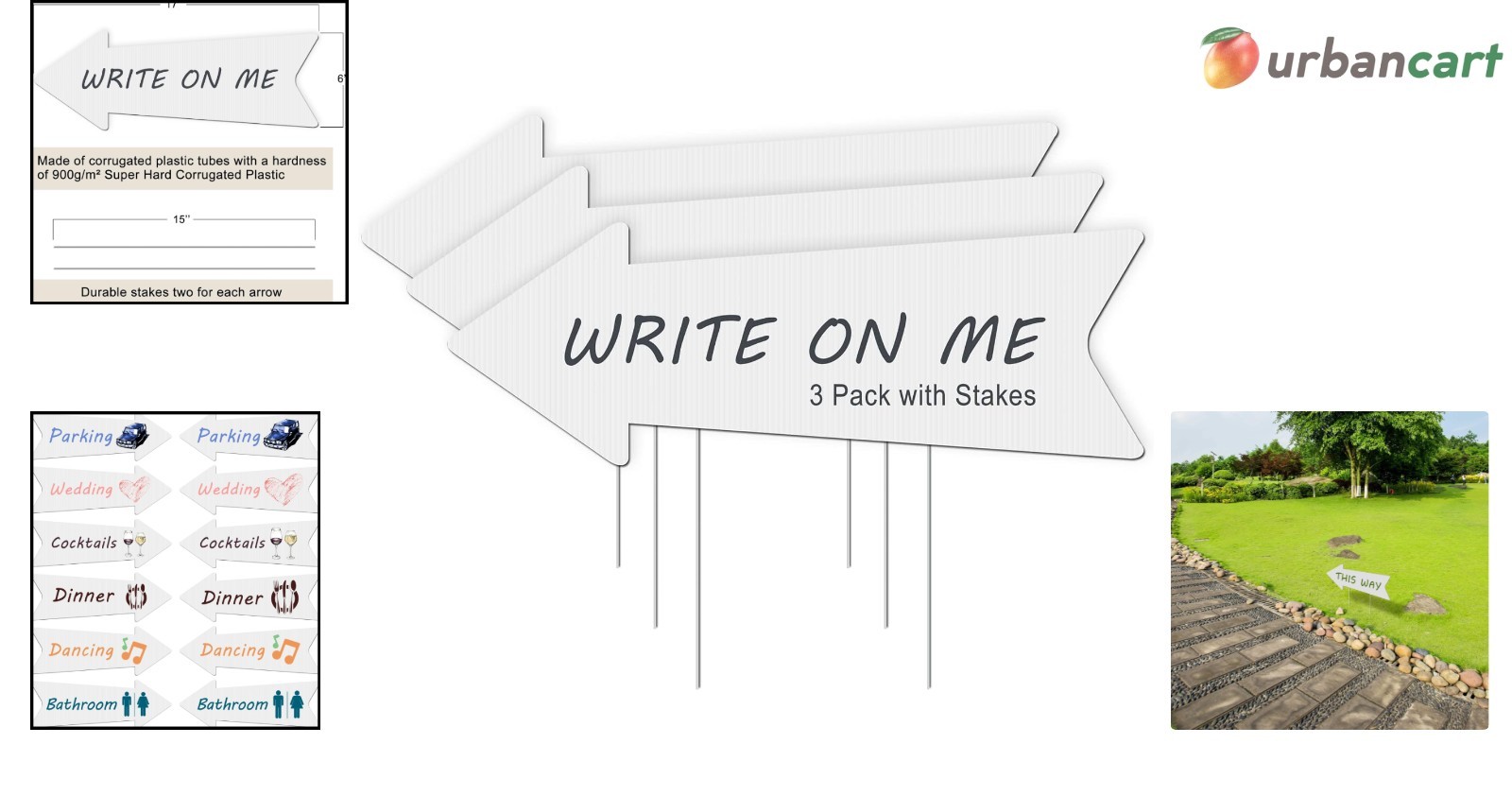 Reusable Outdoor Arrow Signs – Durable 3-Pack for Weddings & Parties