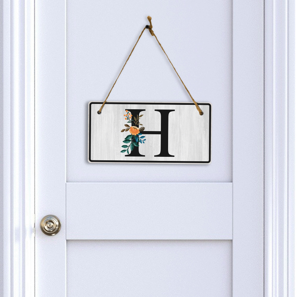 H Flower Decor 5×10 Hanging Wall or Door Sign | Alphabet Letter Room Decoration