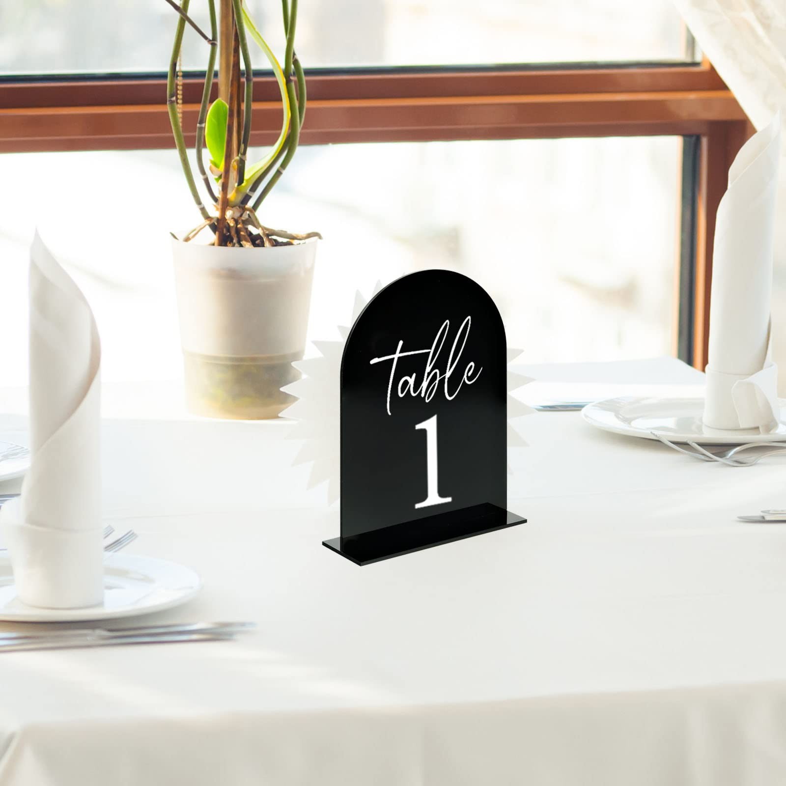 10 PCS 5×7 Inch Blank Black Arch Acrylic Sign Stand DIY Wedding Table Number