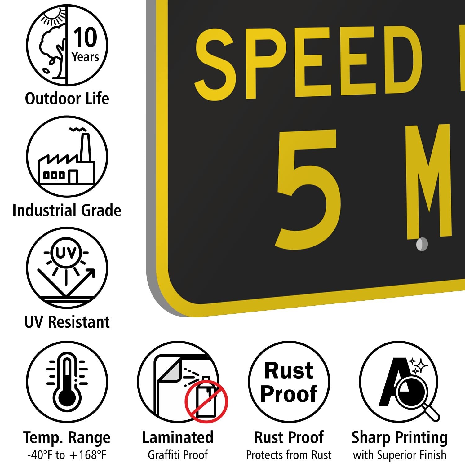 K6711AL 18×24 Inch Slow Down Speed Limit 5 MPH Aluminum Sign 1 PCS