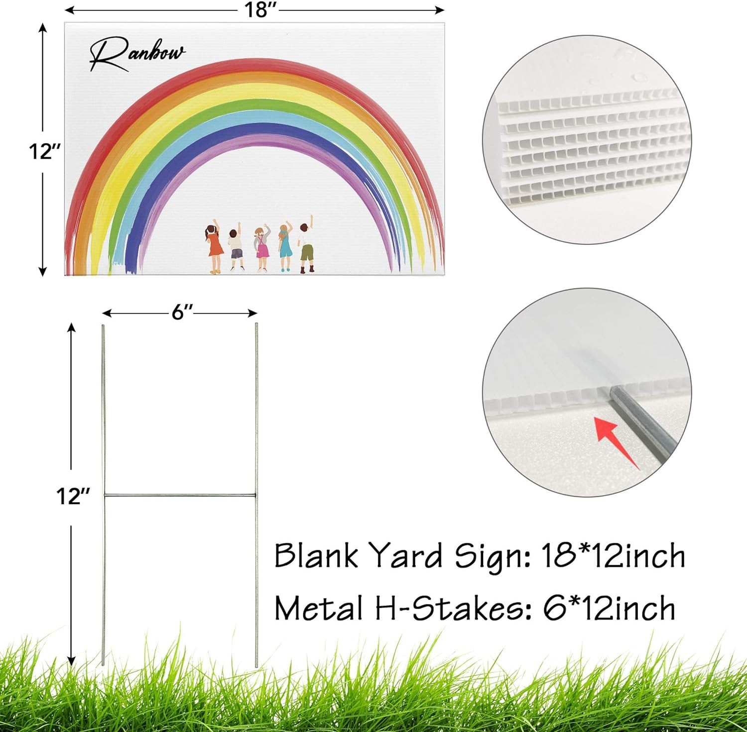 Blank Yard Signs With Stakes, 2 Pack 18 x 12 Inches White Plastic Lawn white